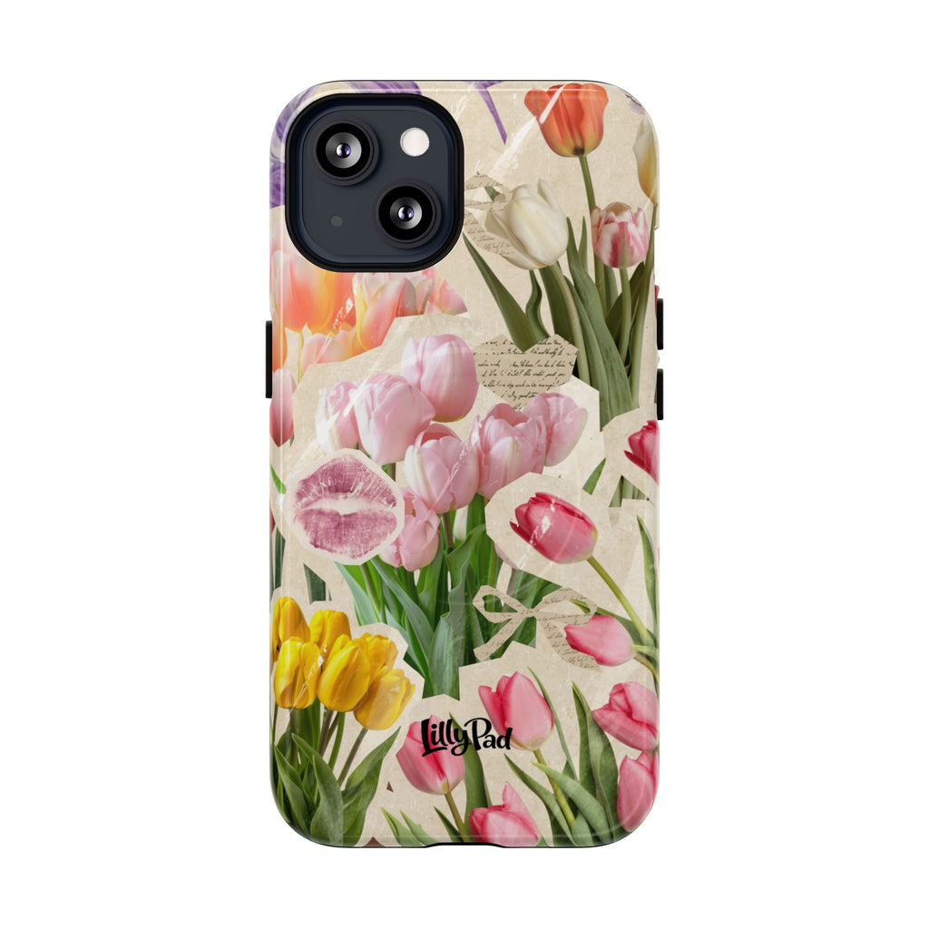 Vintage Tulip Collage Tough Phone Case | Floral iPhone Magnetic Case