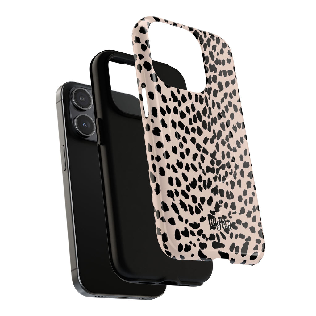Leopard Print Phone Case Tough Magnetic Case | Pink Black Spot iPhone Cover