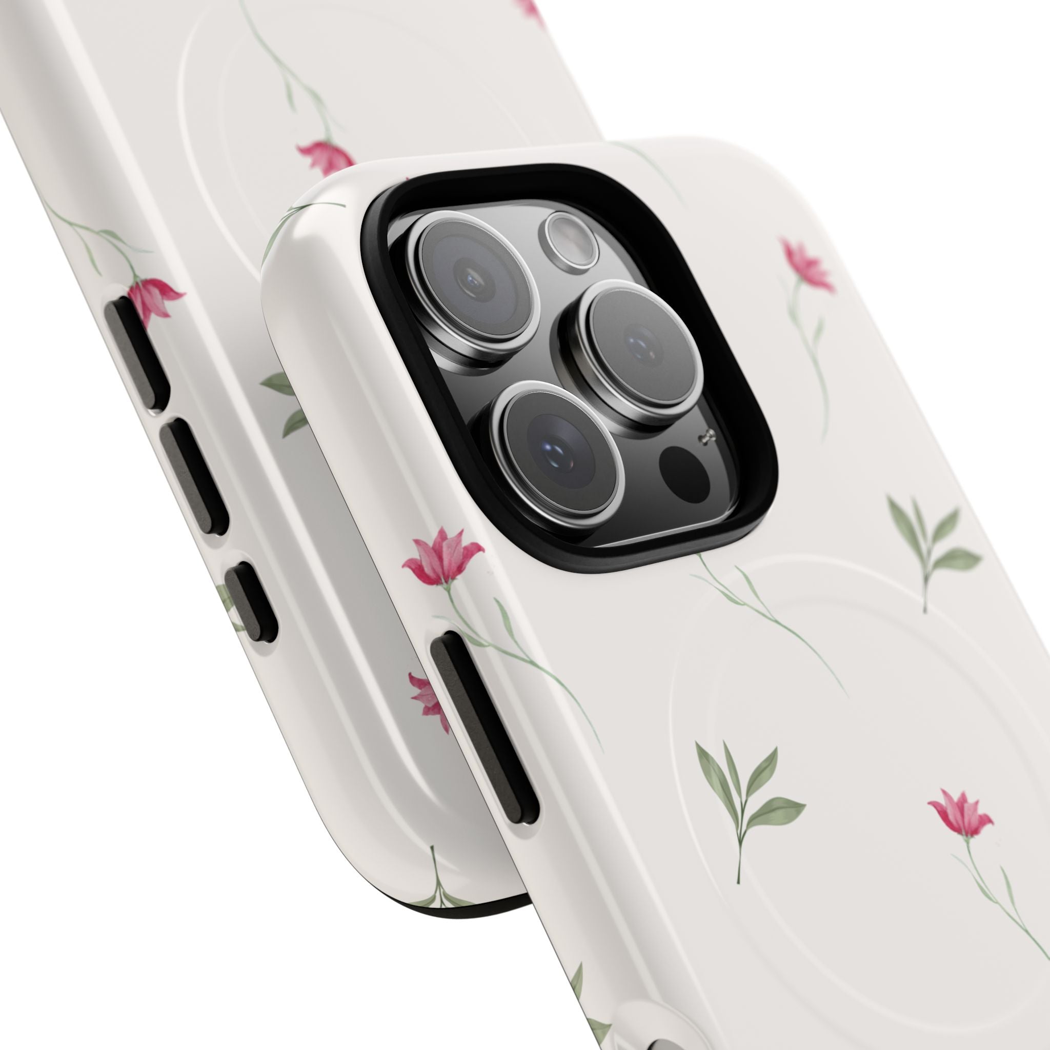Minimal Pink Wildflowers Phone Case | Magnetic Case