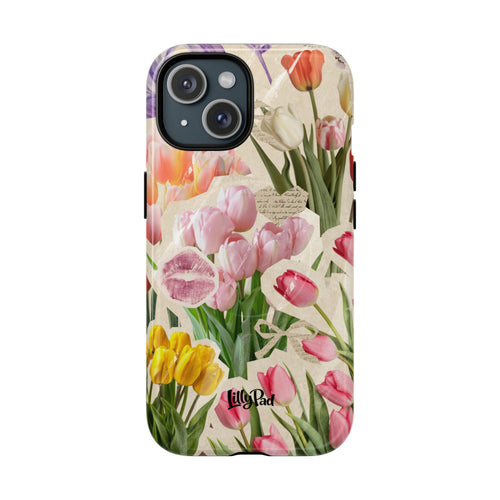 Vintage Tulip Collage Tough Phone Case | Floral iPhone Magnetic Case