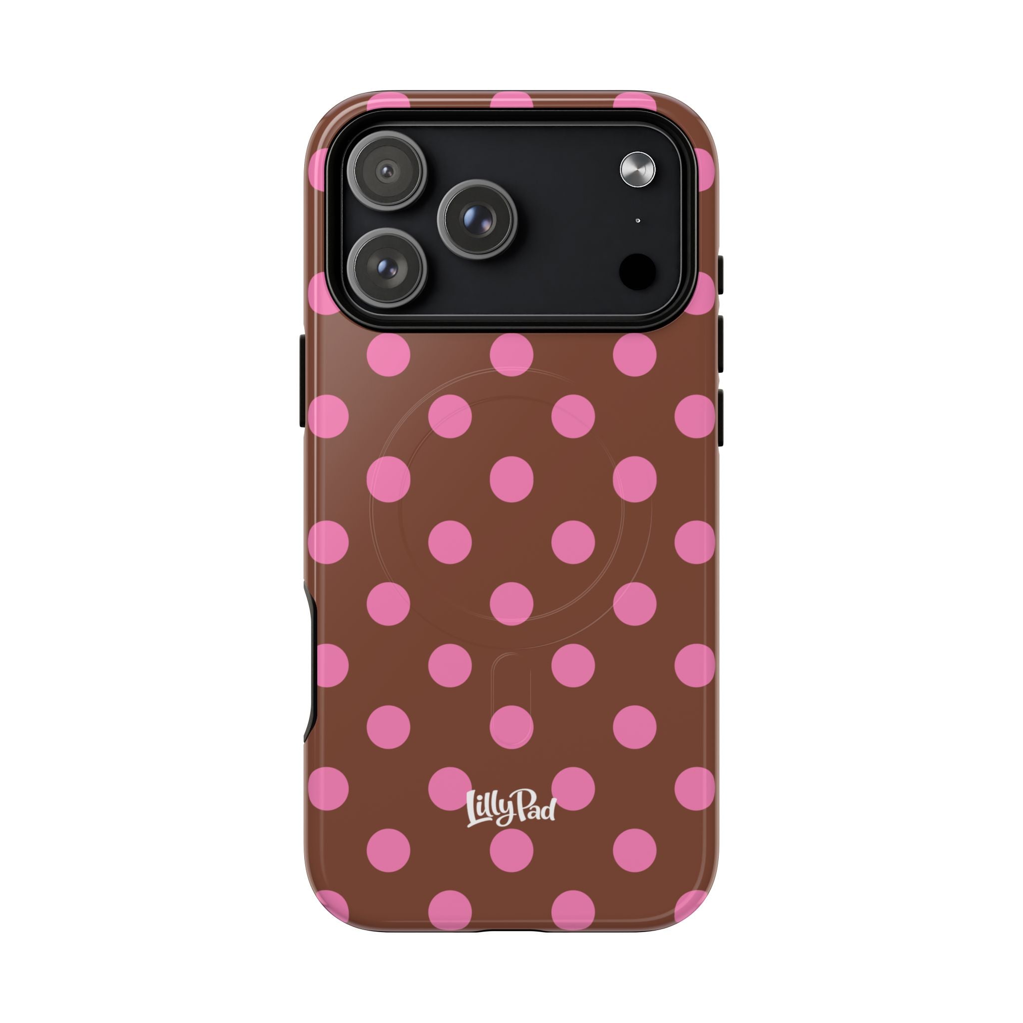 Pink Polka Dot Brown Phone Case | Magnetic Tough Case