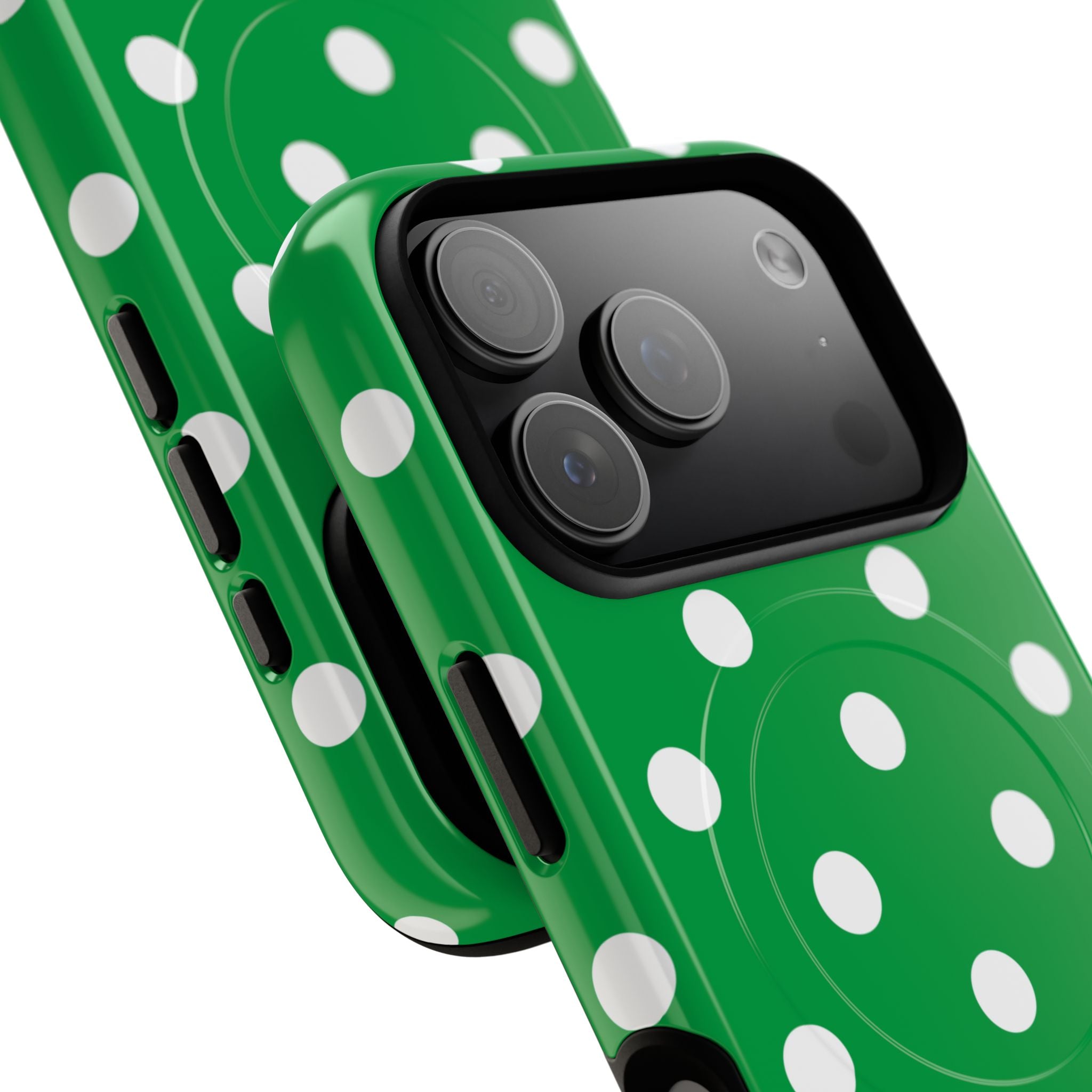 White Polka Dot Green Phone Case | Tough Magnetic Case