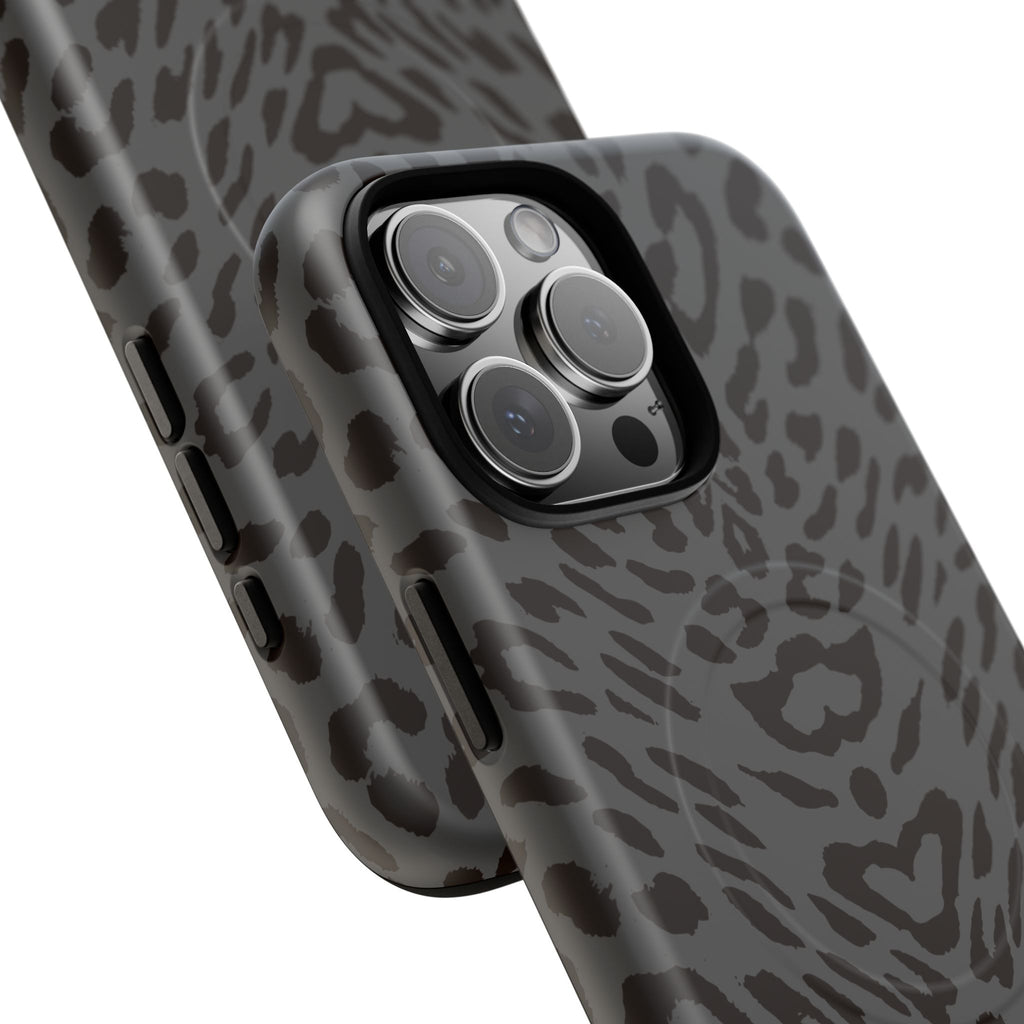 Leopard Print Magnetic Phone Case | Tough Magnetic Case, Black Animal Pattern