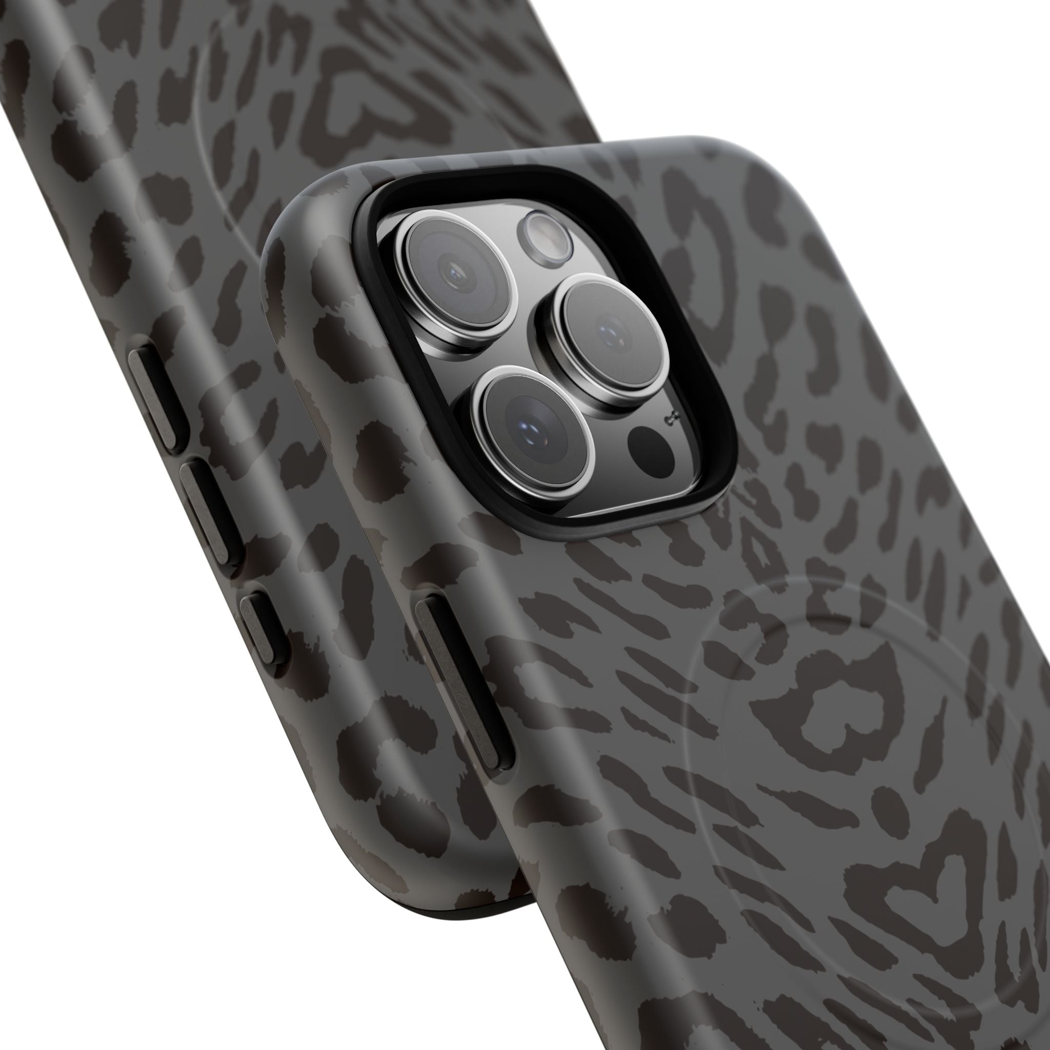 Leopard Print Magnetic Phone Case | Tough Magnetic Case, Black Animal Pattern