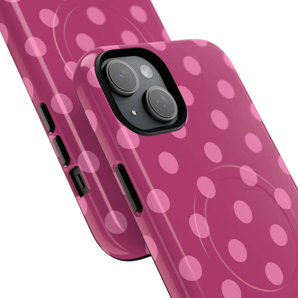 Pink Polka Dot Tough Magnetic Case | Phone Cover, MagSafe Compatible