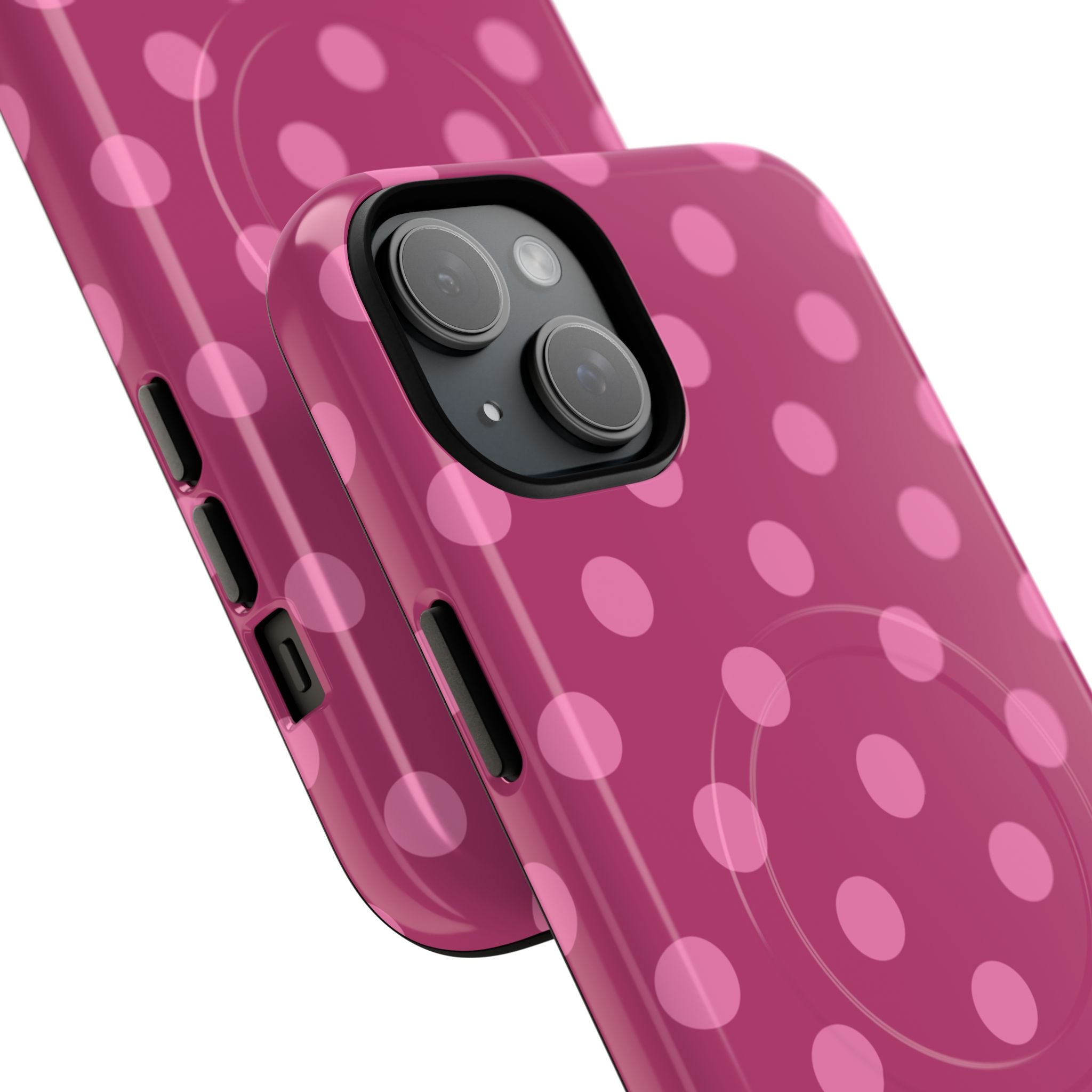Pink Polka Dot Tough Magnetic Case | Phone Cover, MagSafe Compatible