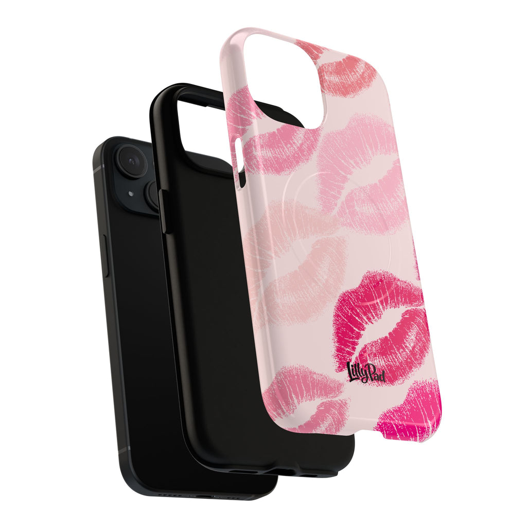 Pink Kiss Lip Print Phone Case | Tough Magnetic Case