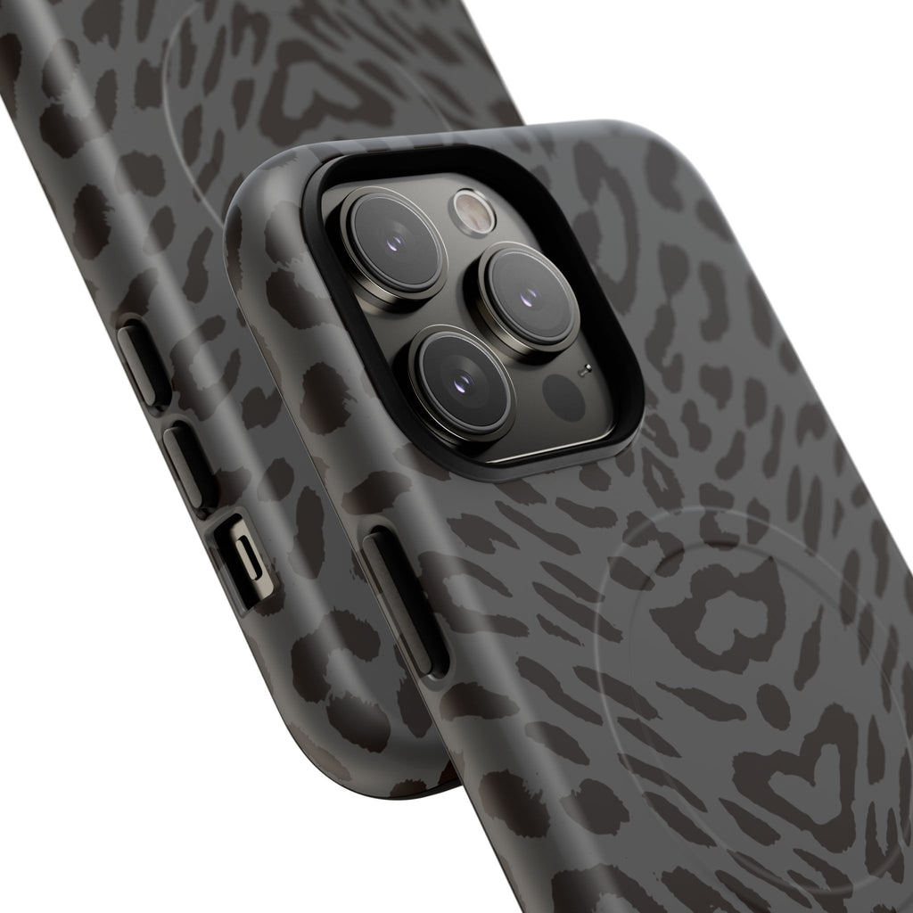 Leopard Print Magnetic Phone Case | Tough Magnetic Case, Black Animal Pattern