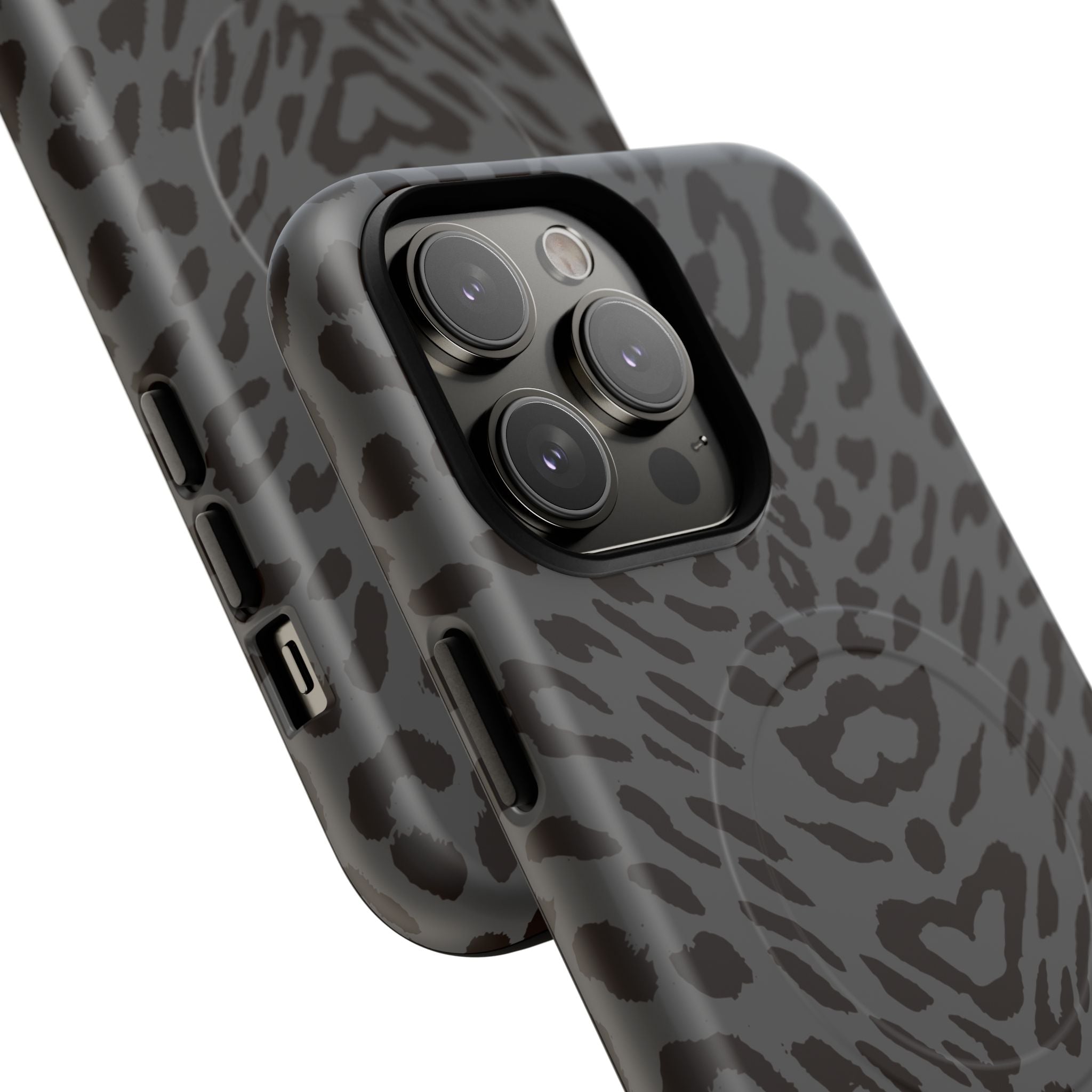 Leopard Print Magnetic Phone Case | Tough Magnetic Case, Black Animal Pattern