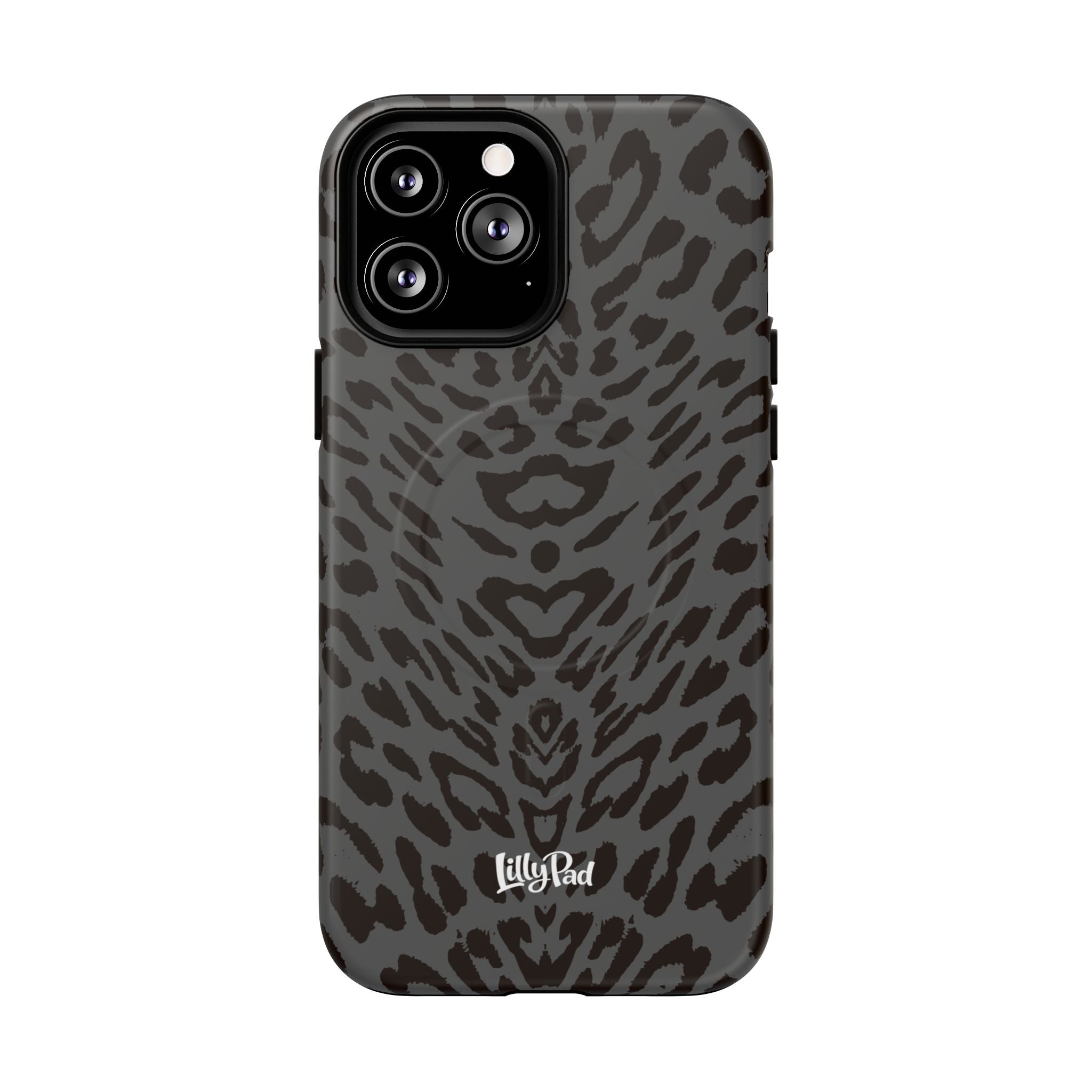 Leopard Print Magnetic Phone Case | Tough Magnetic Case, Black Animal Pattern