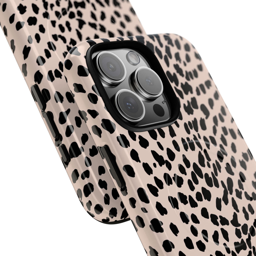 Leopard Print Phone Case Tough Magnetic Case | Pink Black Spot iPhone Cover