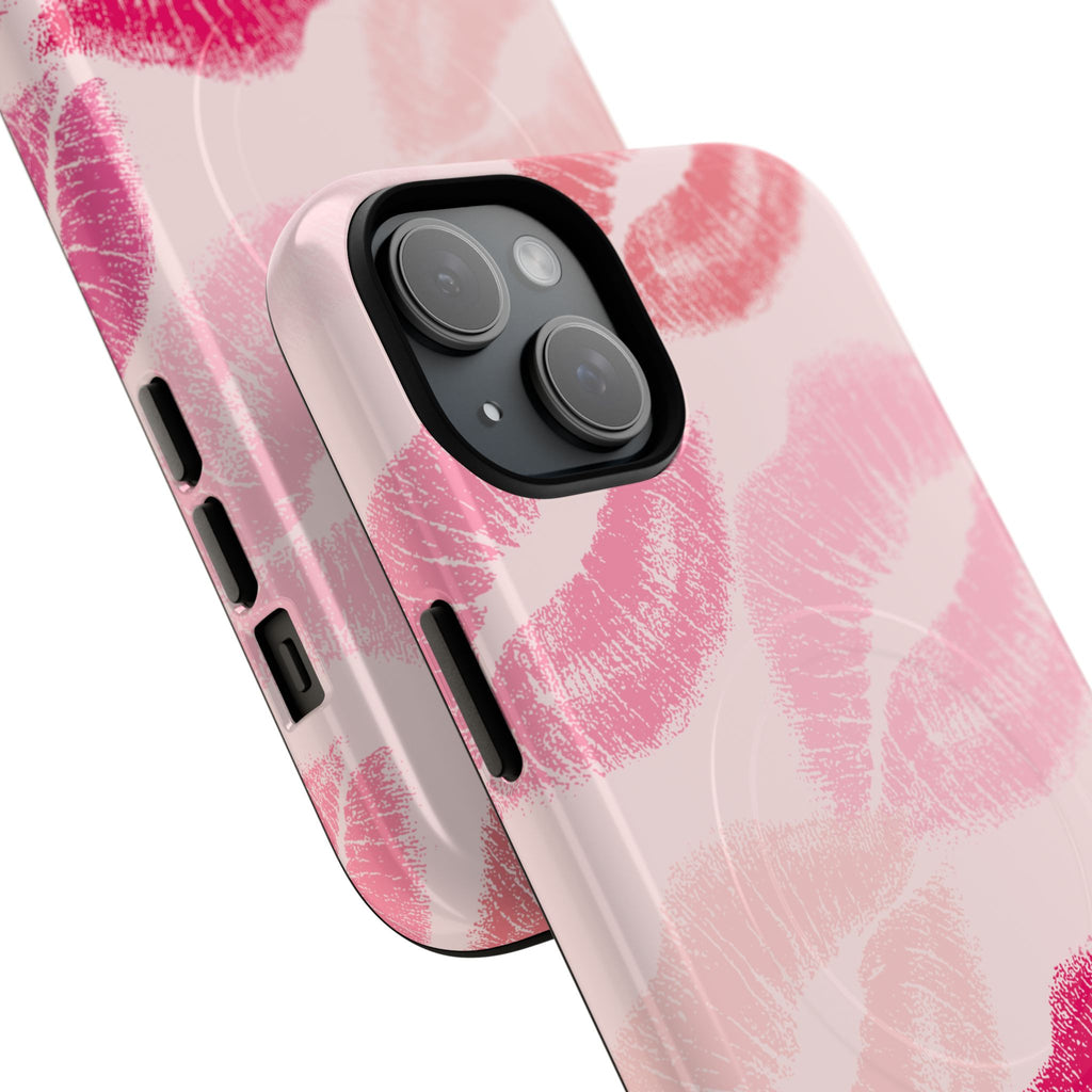 Pink Kiss Lip Print Phone Case | Tough Magnetic Case