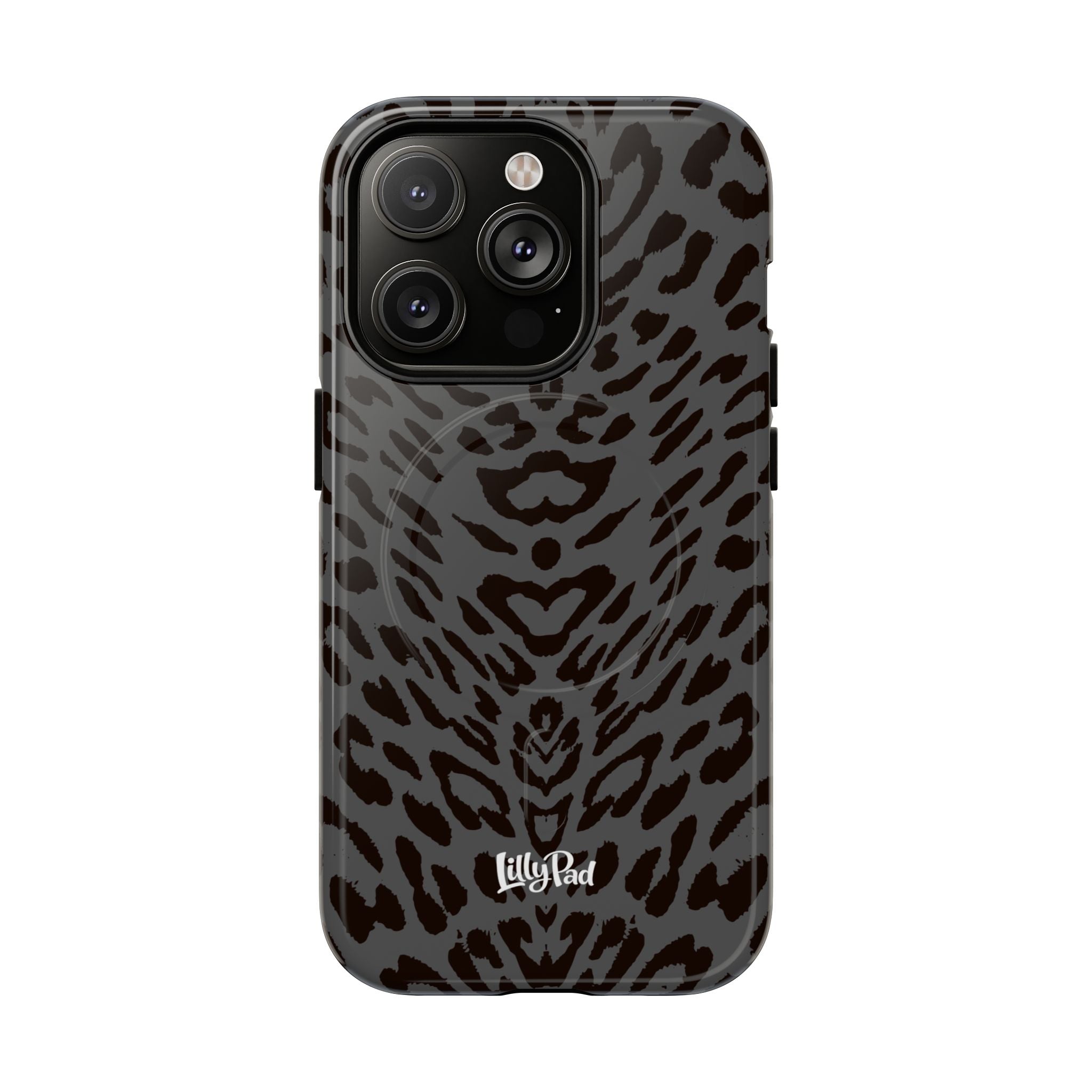 Leopard Print Magnetic Phone Case | Tough Magnetic Case, Black Animal Pattern