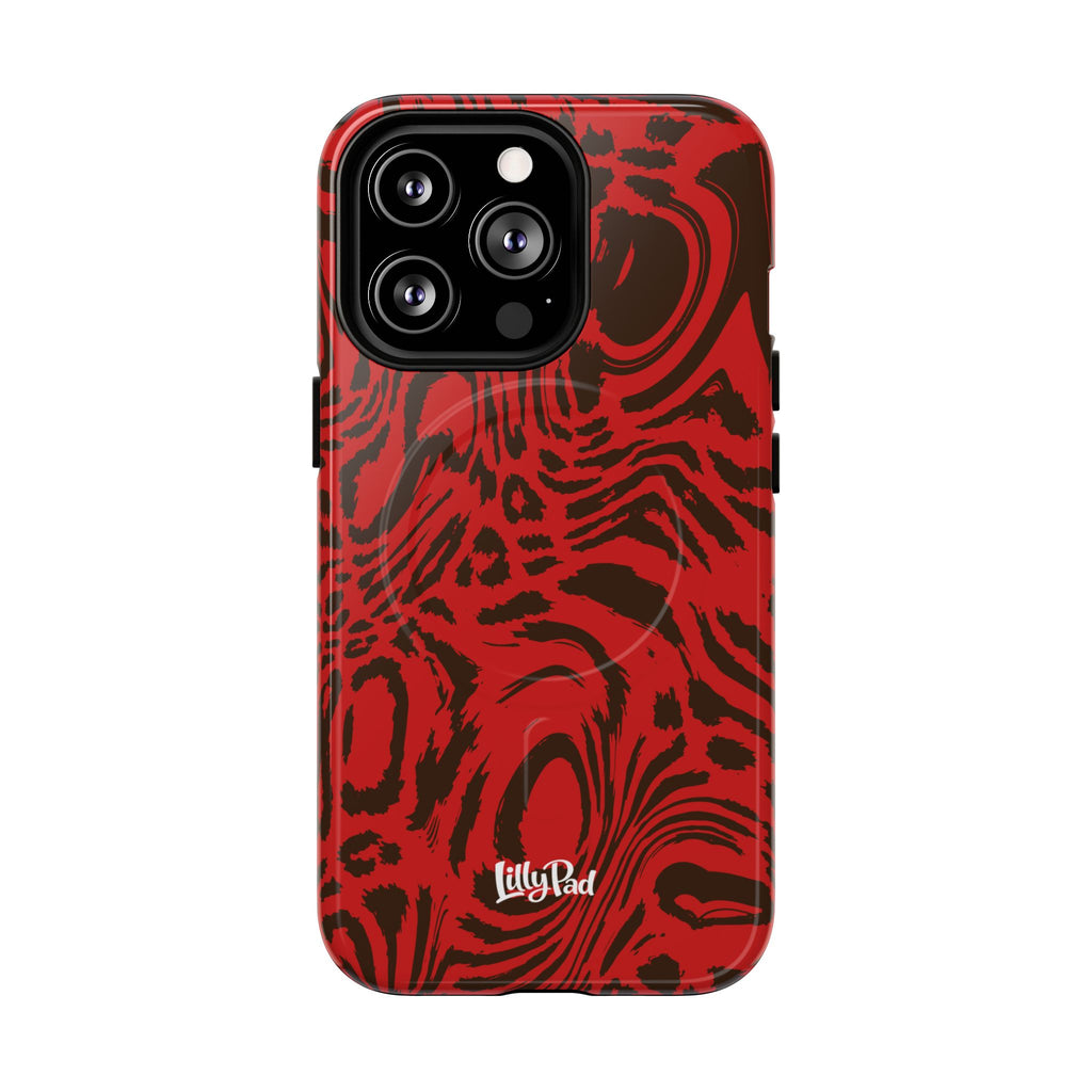 Red Black Swirl Pattern Phone Case | Tough Magnetic Case