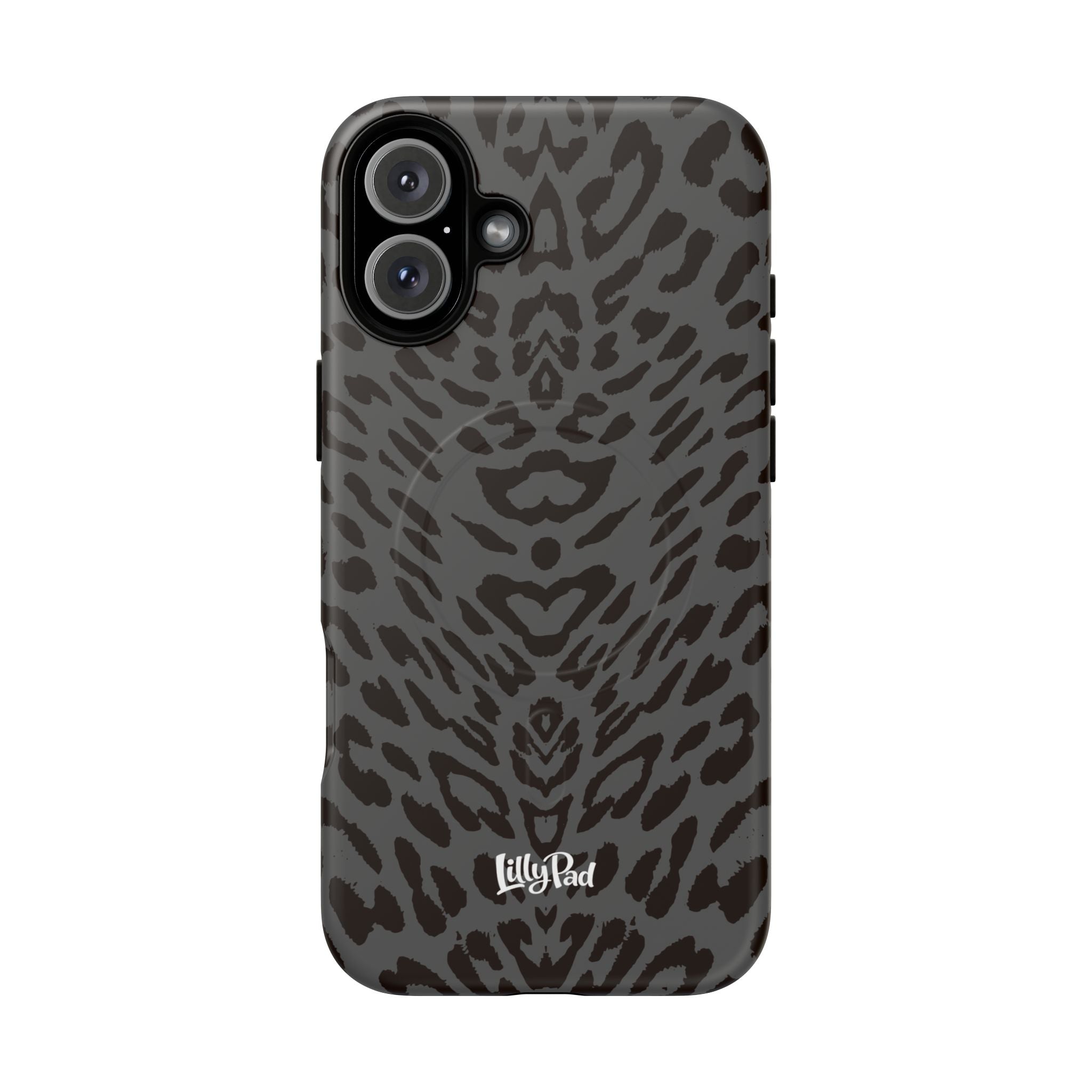 Leopard Print Magnetic Phone Case | Tough Magnetic Case, Black Animal Pattern