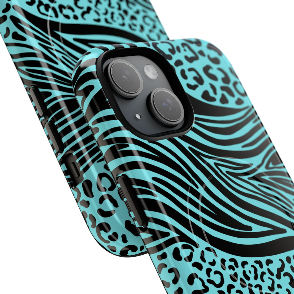 Y2K Animal Print Phone Case | Magnetic Tough Case, Zebra Leopard Blend