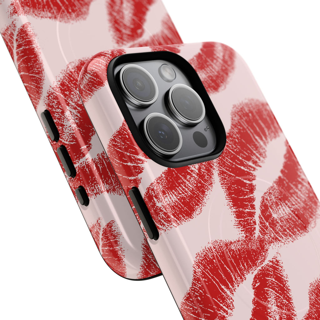 Red Lipstick Kiss Pattern Phone Case | Tough Magnetic Case