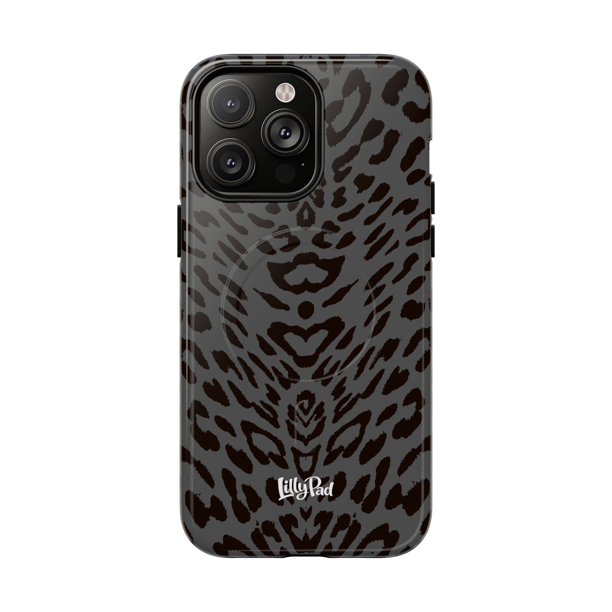 Leopard Print Magnetic Phone Case | Tough Magnetic Case, Black Animal Pattern