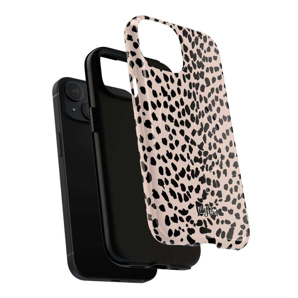 Leopard Print Phone Case Tough Magnetic Case | Pink Black Spot iPhone Cover