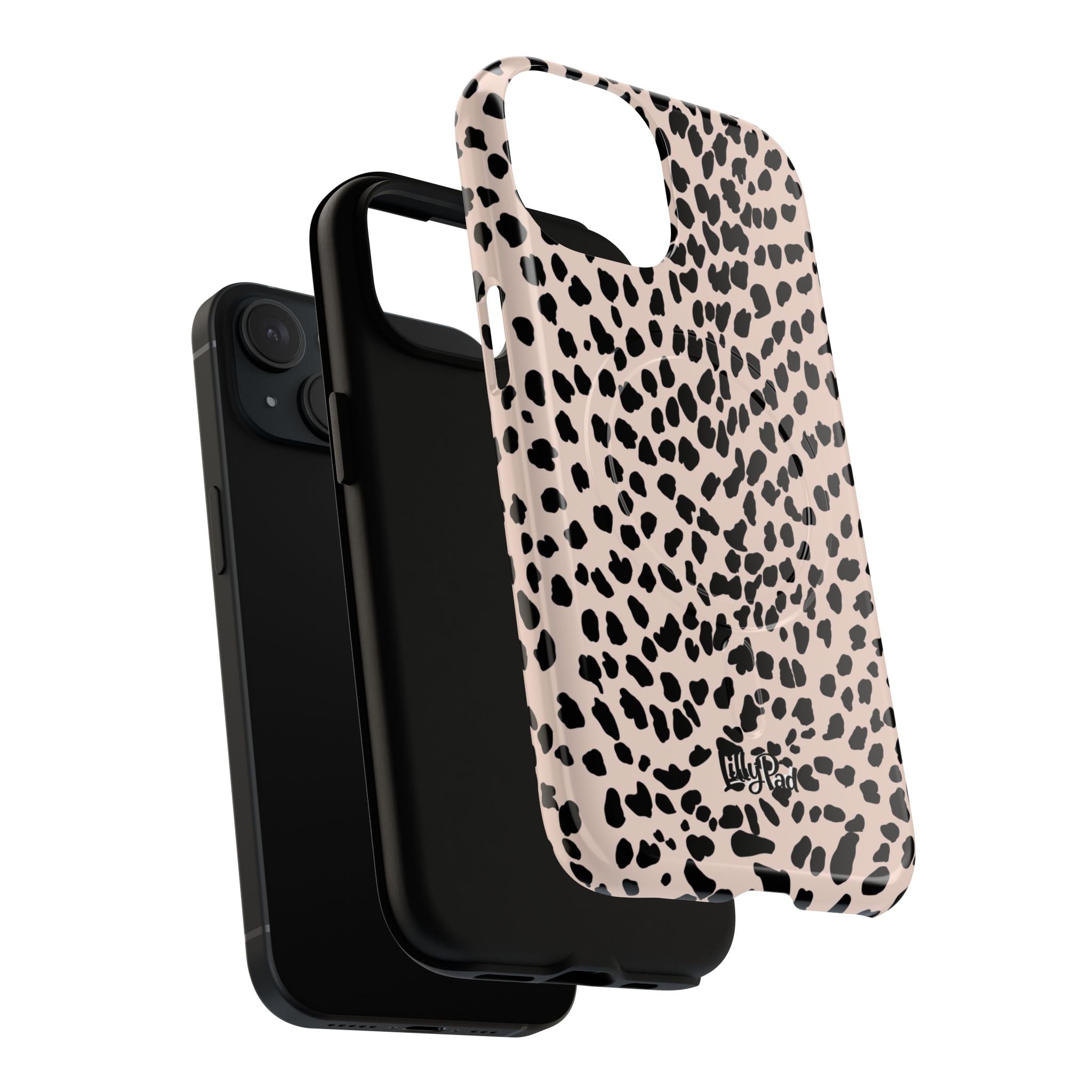 Leopard Print Phone Case Tough Magnetic Case | Pink Black Spot iPhone Cover