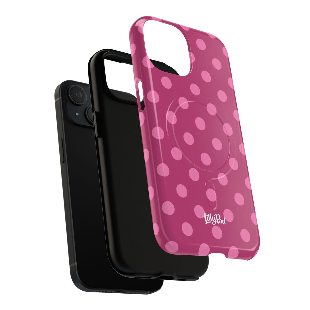 Pink Polka Dot Tough Magnetic Case | Phone Cover, MagSafe Compatible