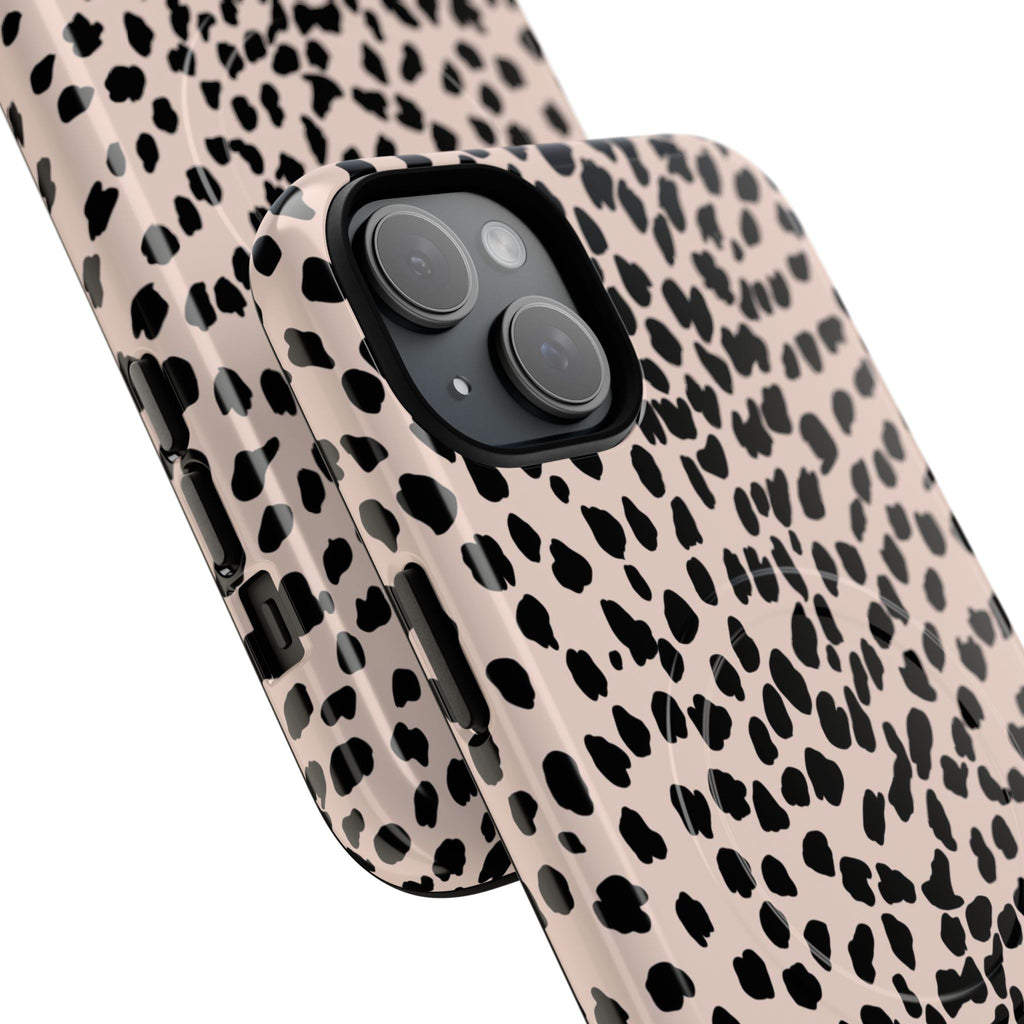Leopard Print Phone Case Tough Magnetic Case | Pink Black Spot iPhone Cover