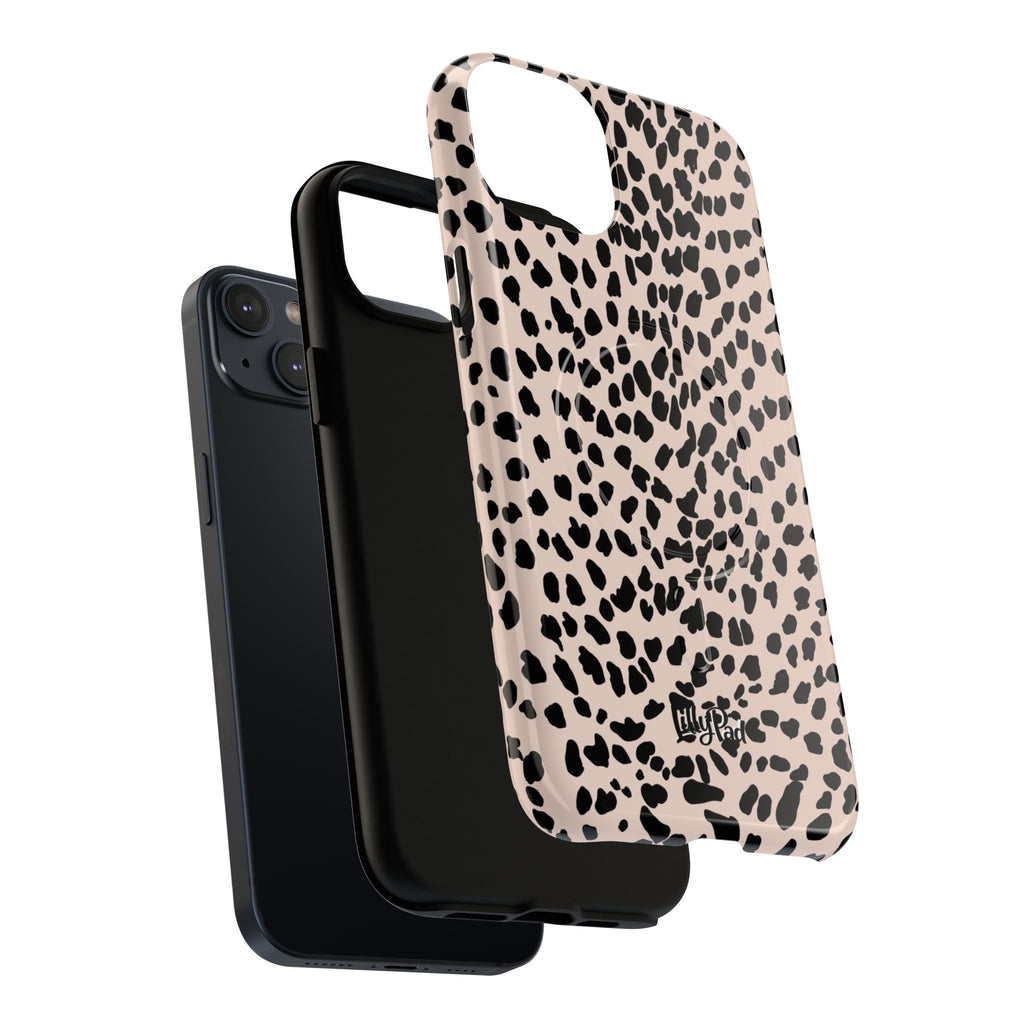 Leopard Print Phone Case Tough Magnetic Case | Pink Black Spot iPhone Cover