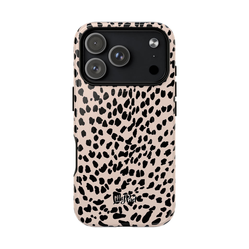 Leopard Print Phone Case Tough Magnetic Case | Pink Black Spot iPhone Cover
