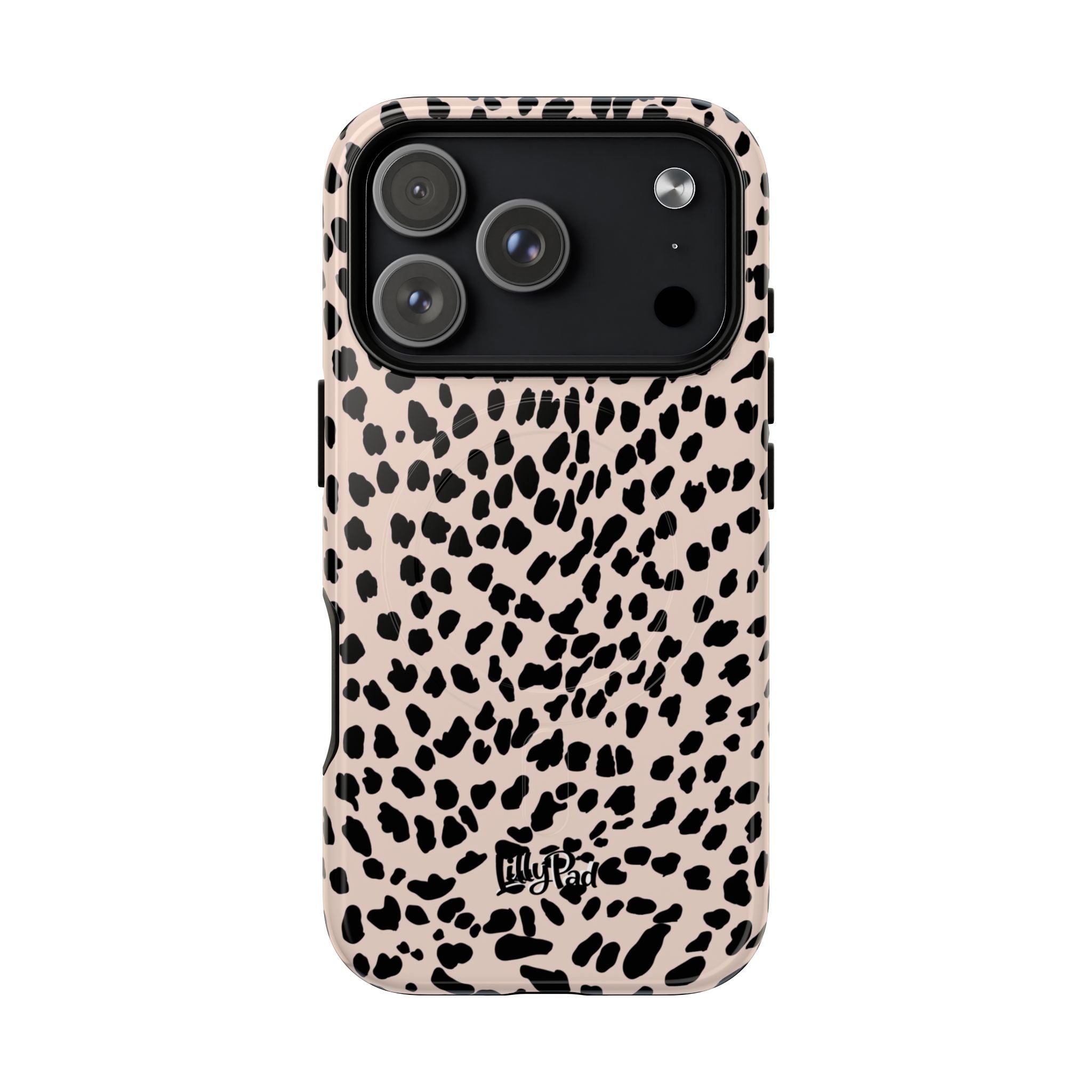 Leopard Print Phone Case Tough Magnetic Case | Pink Black Spot iPhone Cover