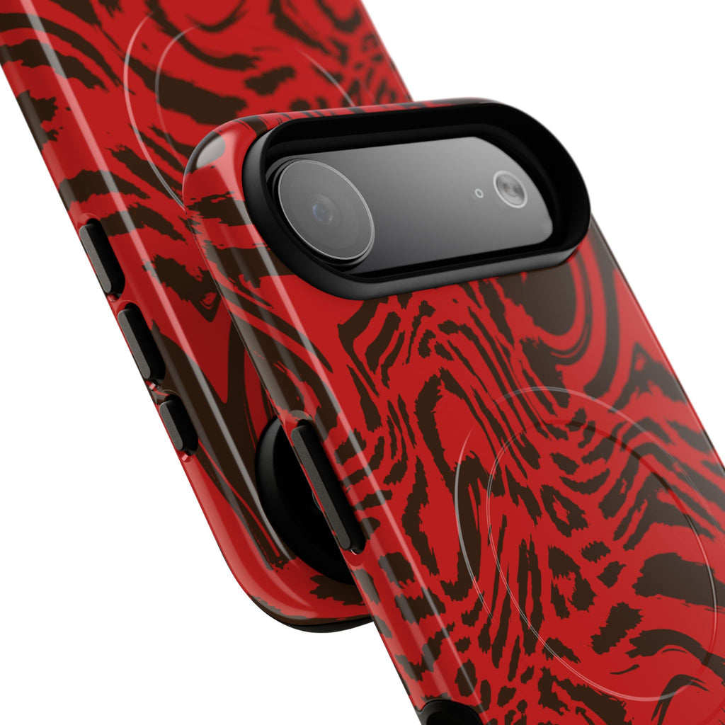 Red Black Swirl Pattern Phone Case | Tough Magnetic Case