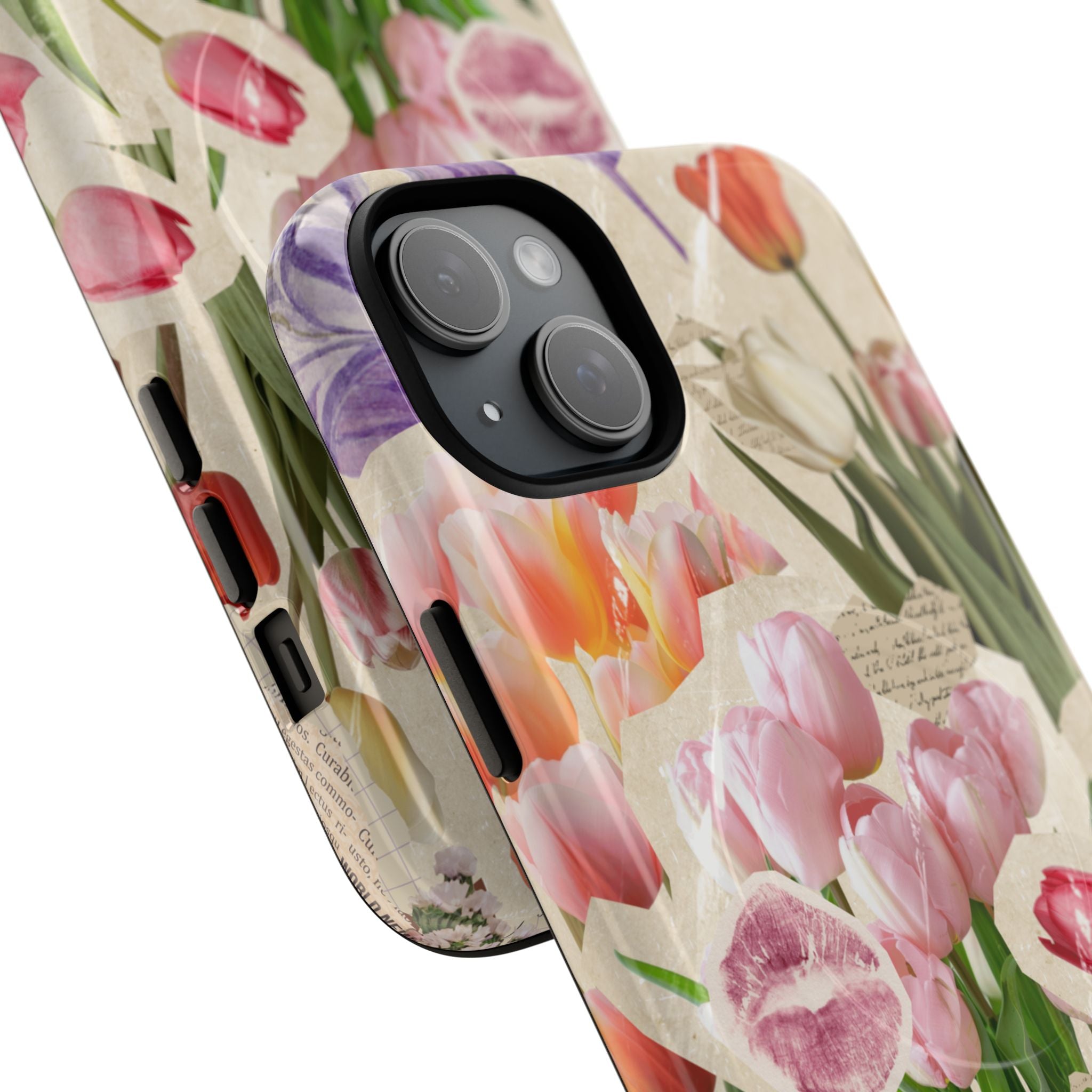 Vintage Tulip Collage Tough Phone Case | Floral iPhone Magnetic Case