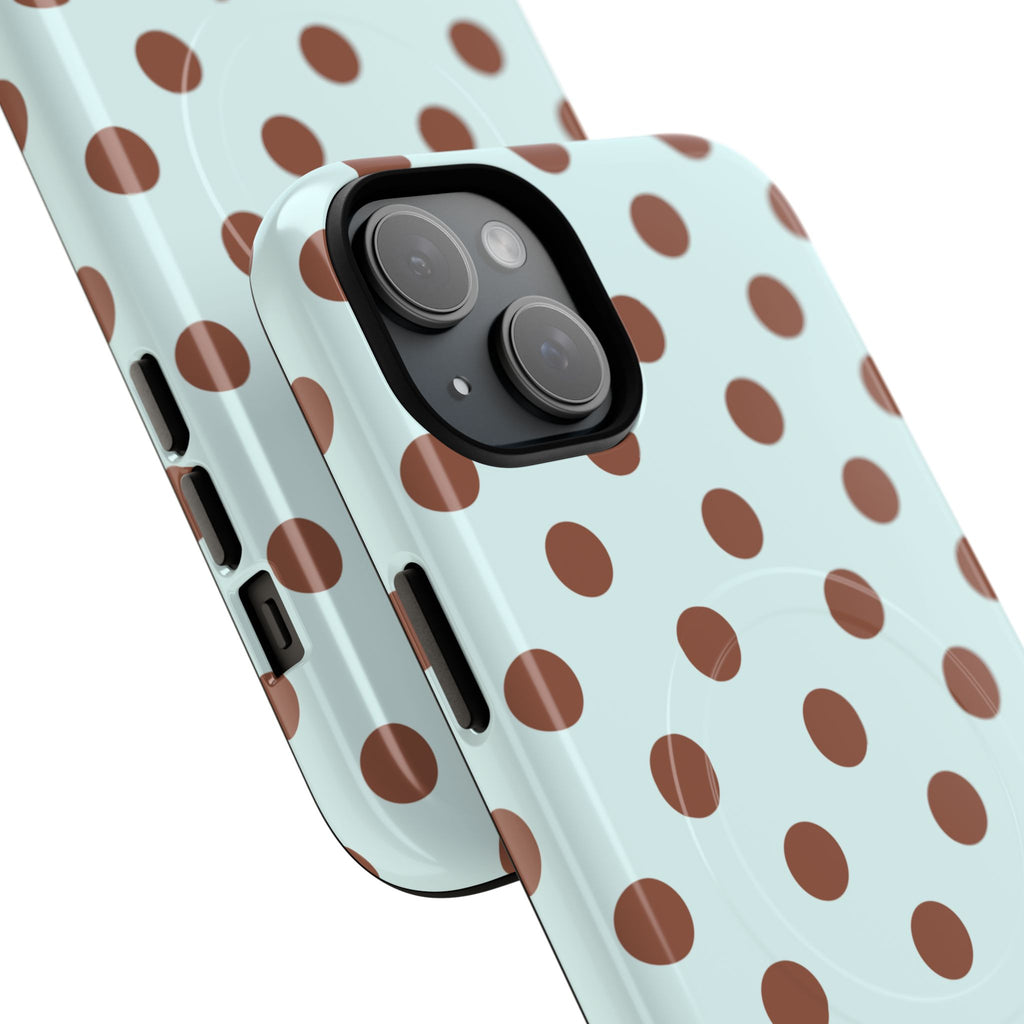 Brown Polka Dot on Mint Phone Case | Tough Magnetic Case