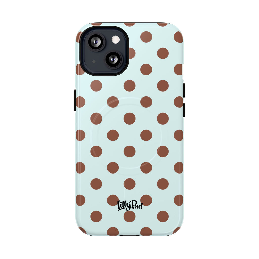 Brown Polka Dot on Mint Phone Case | Tough Magnetic Case