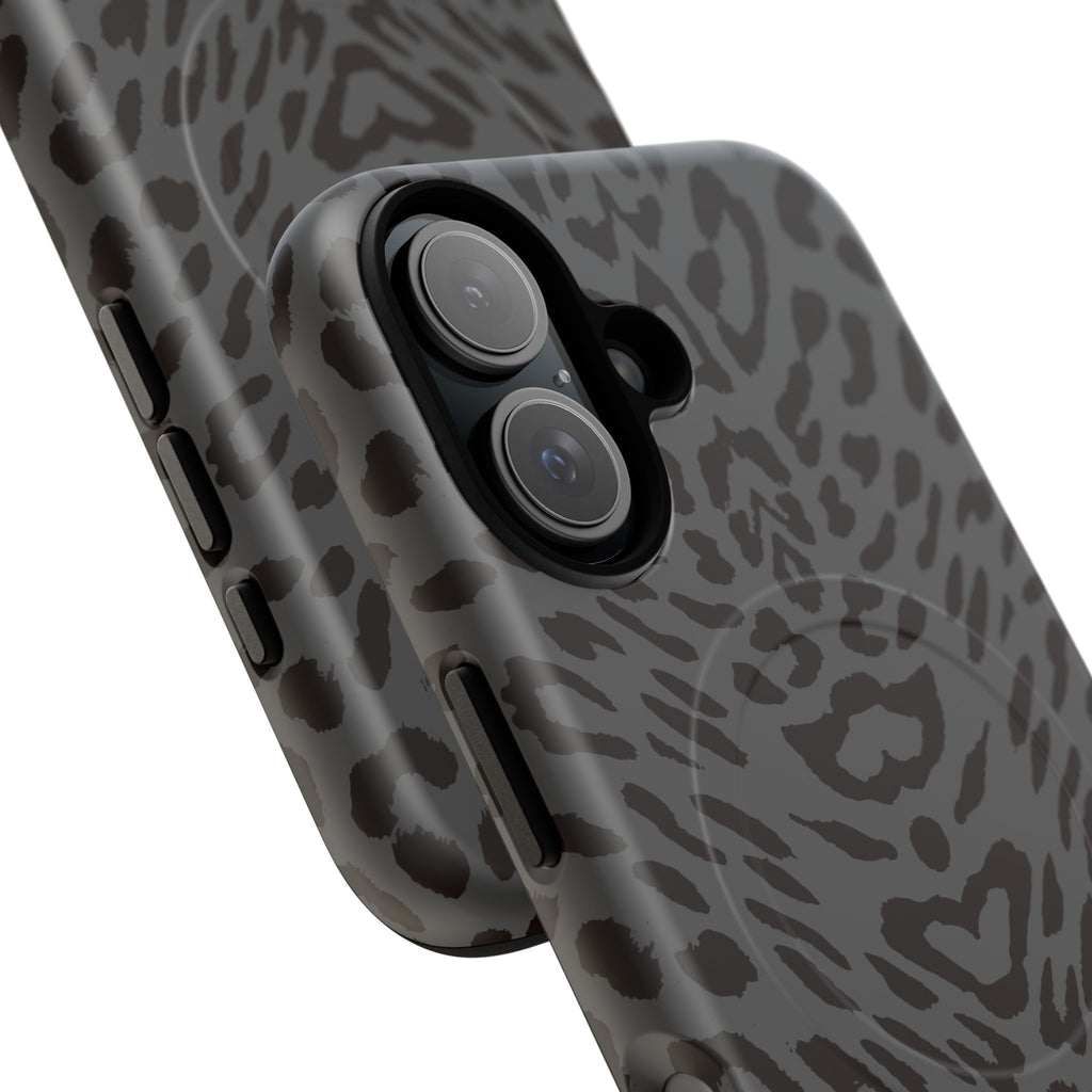 Leopard Print Magnetic Phone Case | Tough Magnetic Case, Black Animal Pattern