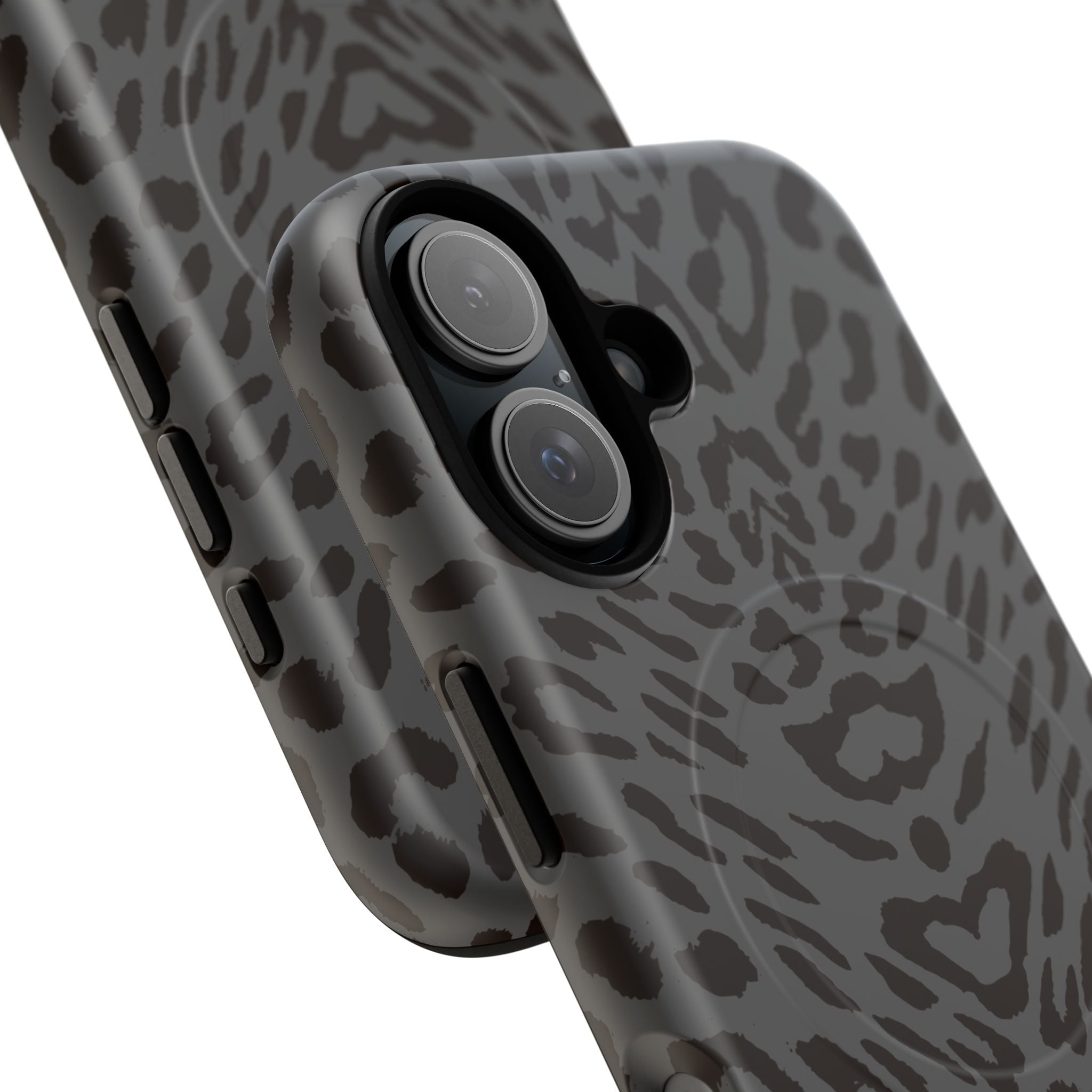 Leopard Print Magnetic Phone Case | Tough Magnetic Case, Black Animal Pattern