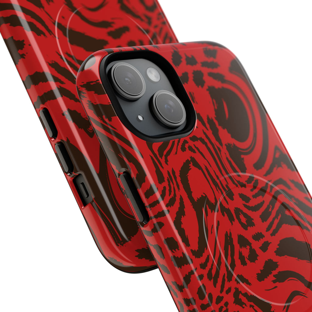 Red Black Swirl Pattern Phone Case | Tough Magnetic Case