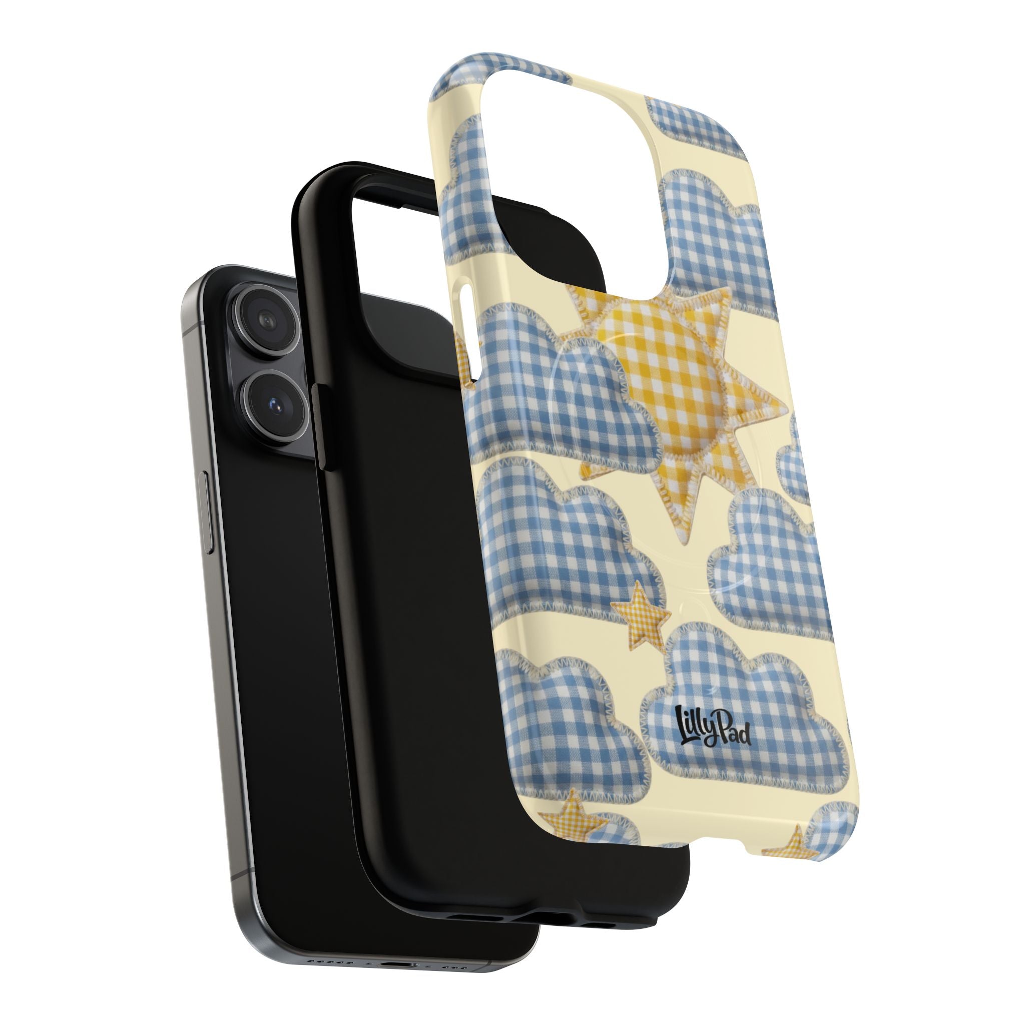 Gingham Sun and Clouds Phone Case | Tough Magnetic Case