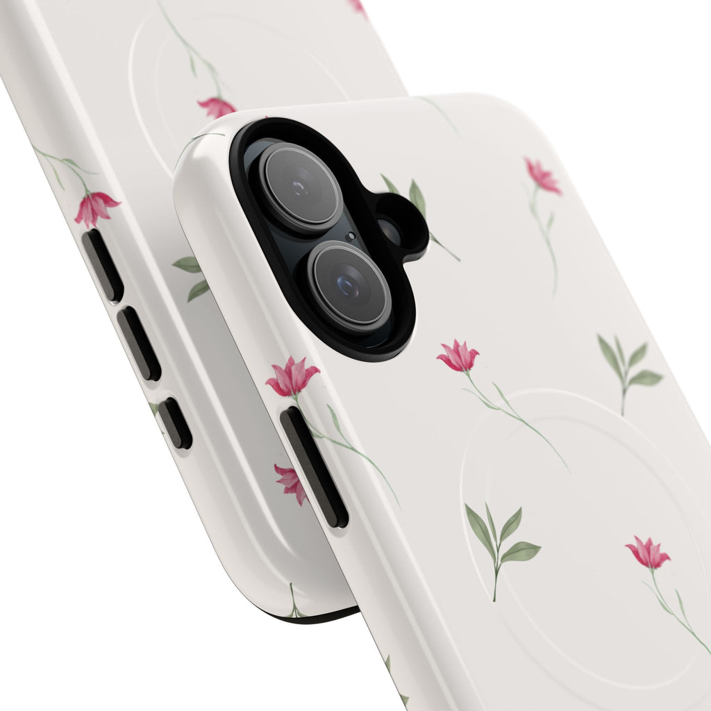 Minimal Pink Wildflowers Phone Case | Magnetic Case