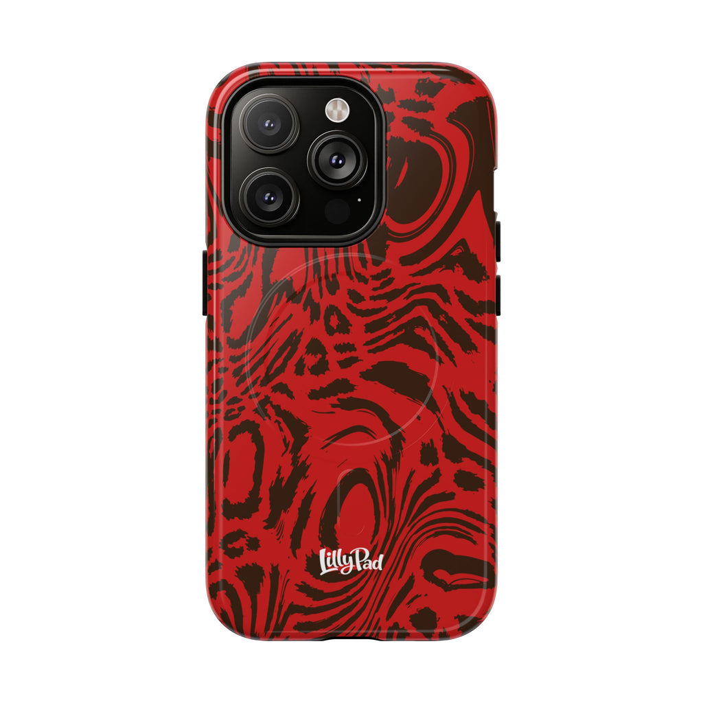 Red Black Swirl Pattern Phone Case | Tough Magnetic Case