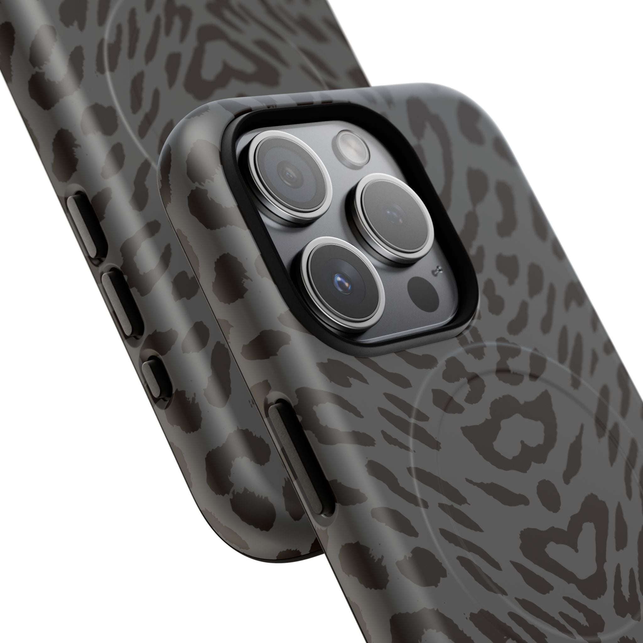 Leopard Print Magnetic Phone Case | Tough Magnetic Case, Black Animal Pattern