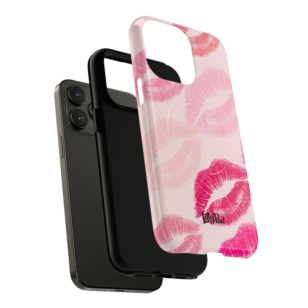 Pink Kiss Lip Print Phone Case | Tough Magnetic Case