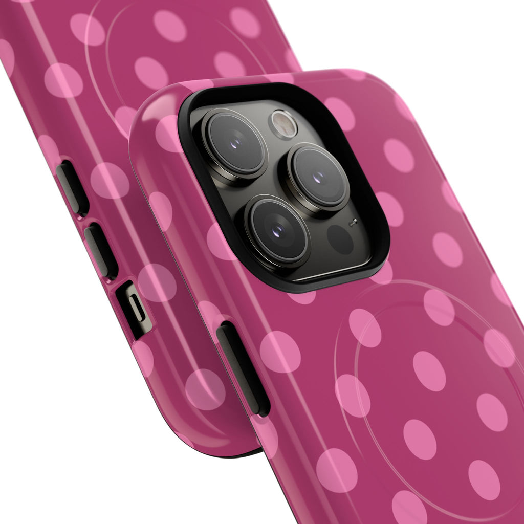 Pink Polka Dot Tough Magnetic Case | Phone Cover, MagSafe Compatible