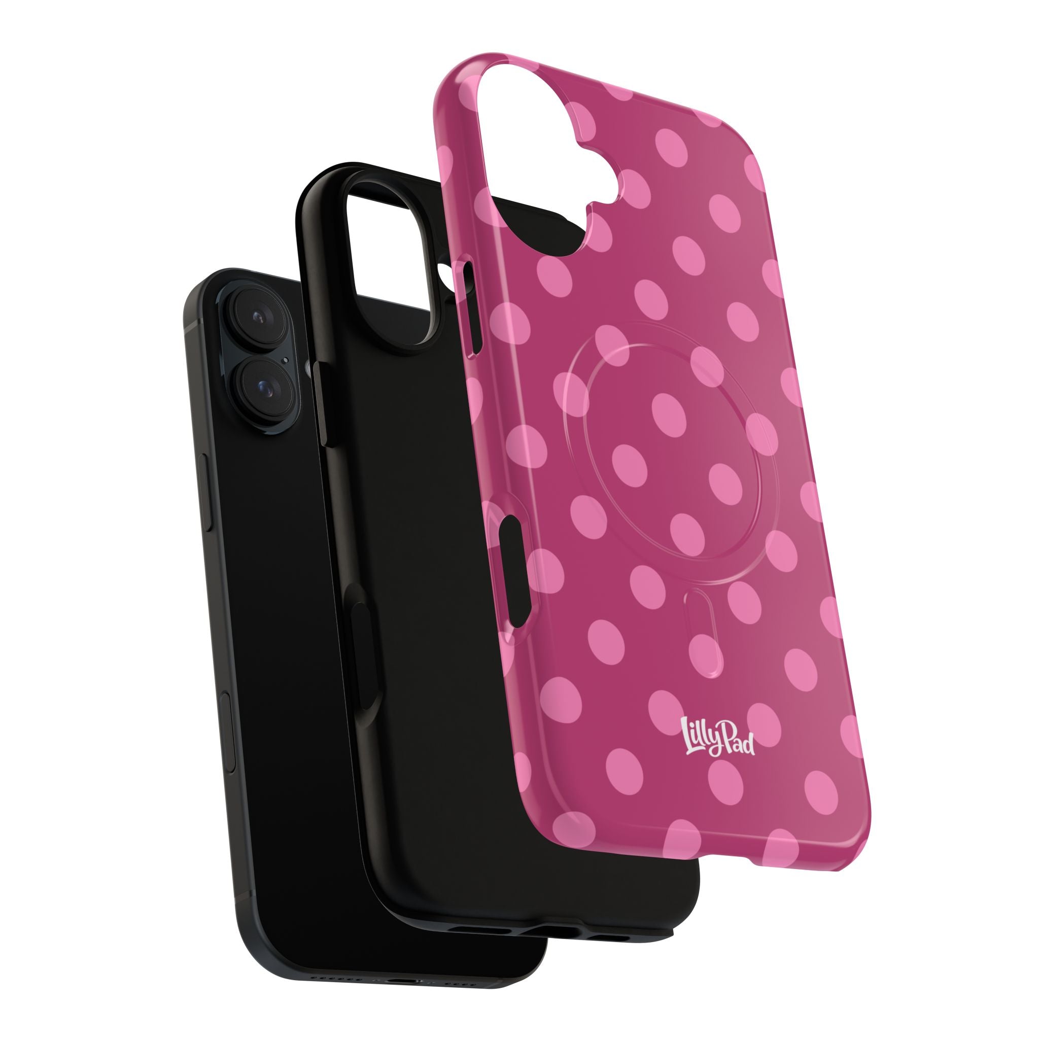 Pink Polka Dot Tough Magnetic Case | Phone Cover, MagSafe Compatible