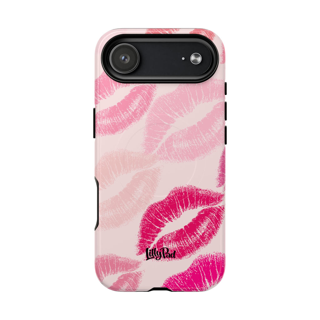 Pink Kiss Lip Print Phone Case | Tough Magnetic Case