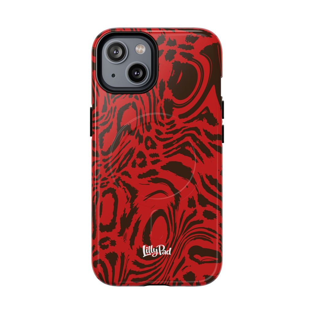 Red Black Swirl Pattern Phone Case | Tough Magnetic Case