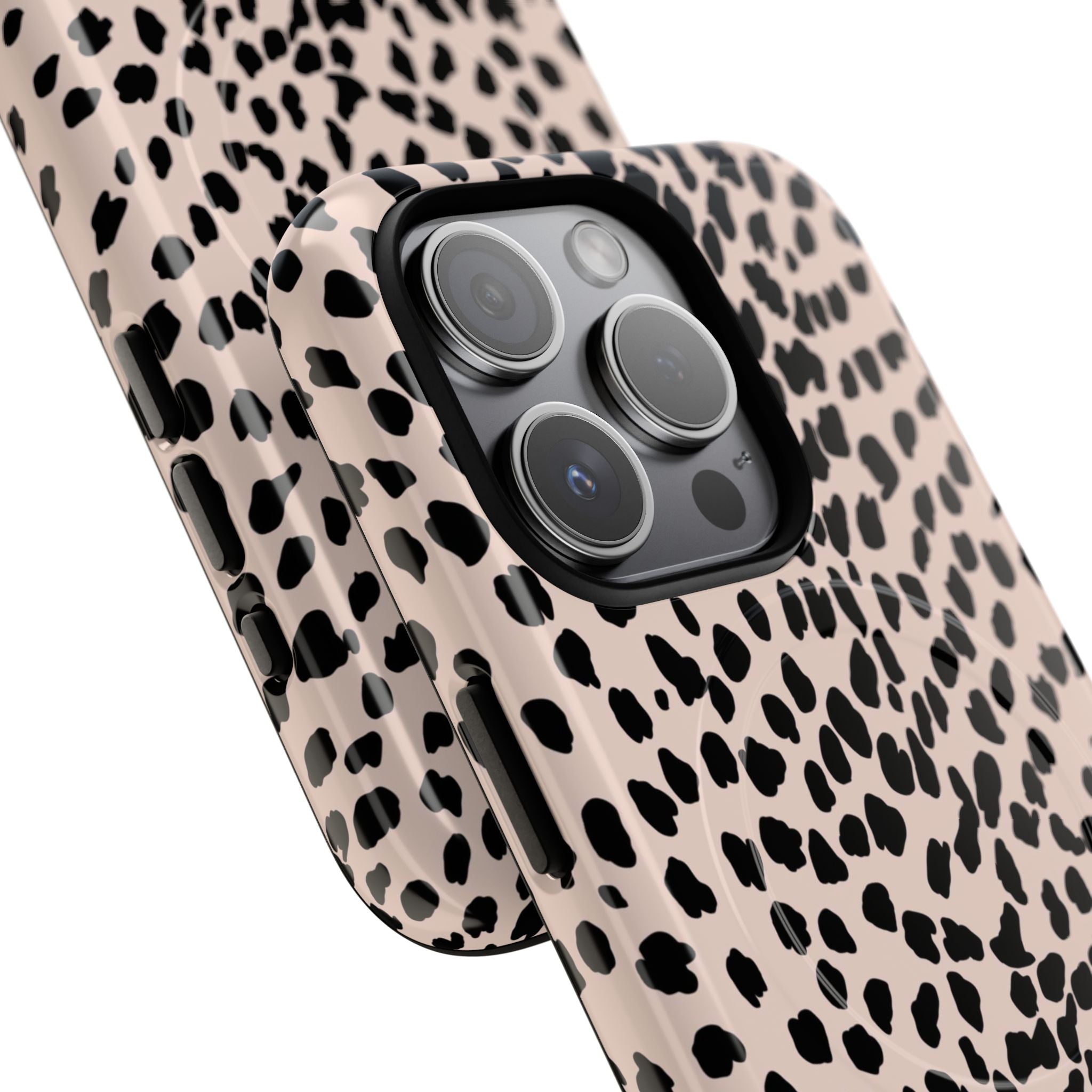 Leopard Print Phone Case Tough Magnetic Case | Pink Black Spot iPhone Cover