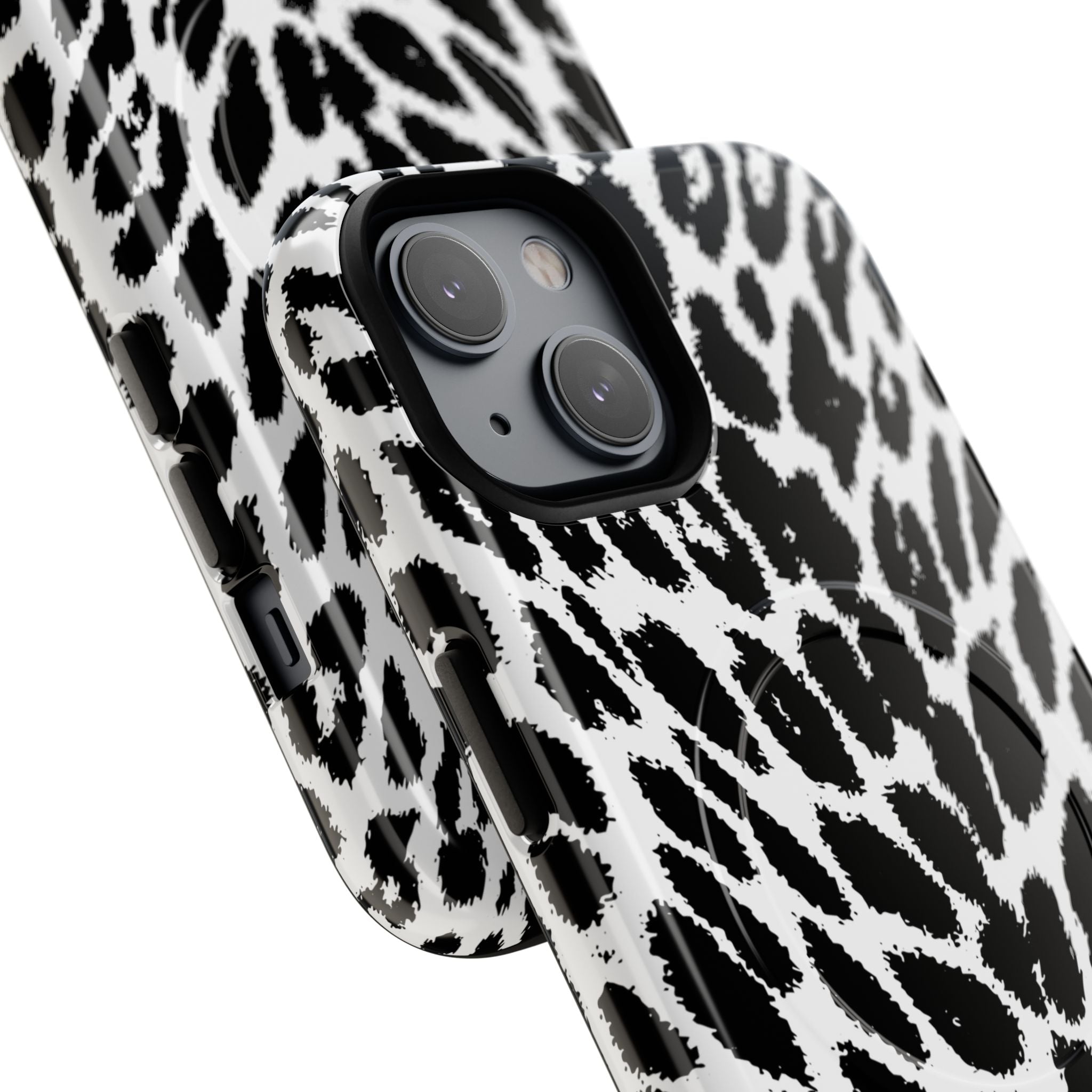 Black White Leopard Print Phone Case | Tough Magnetic Case
