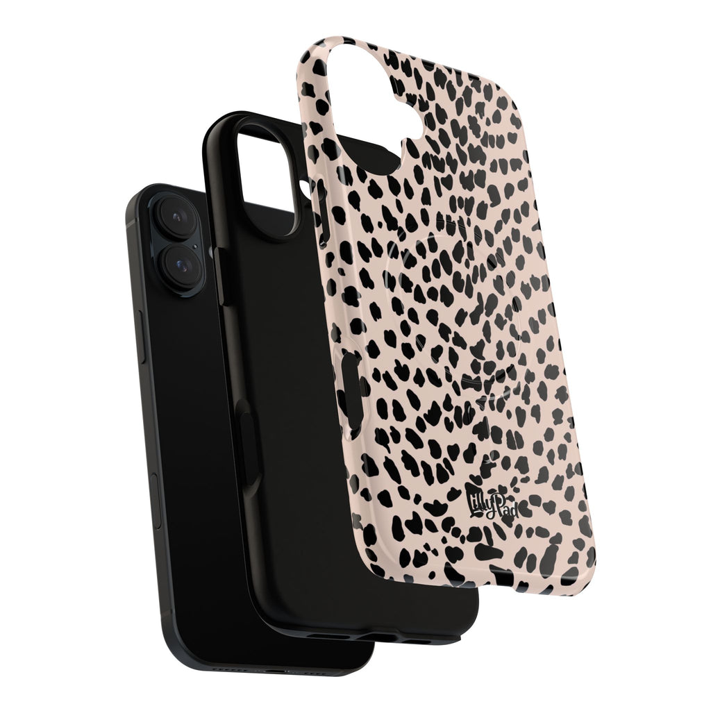 Leopard Print Phone Case Tough Magnetic Case | Pink Black Spot iPhone Cover