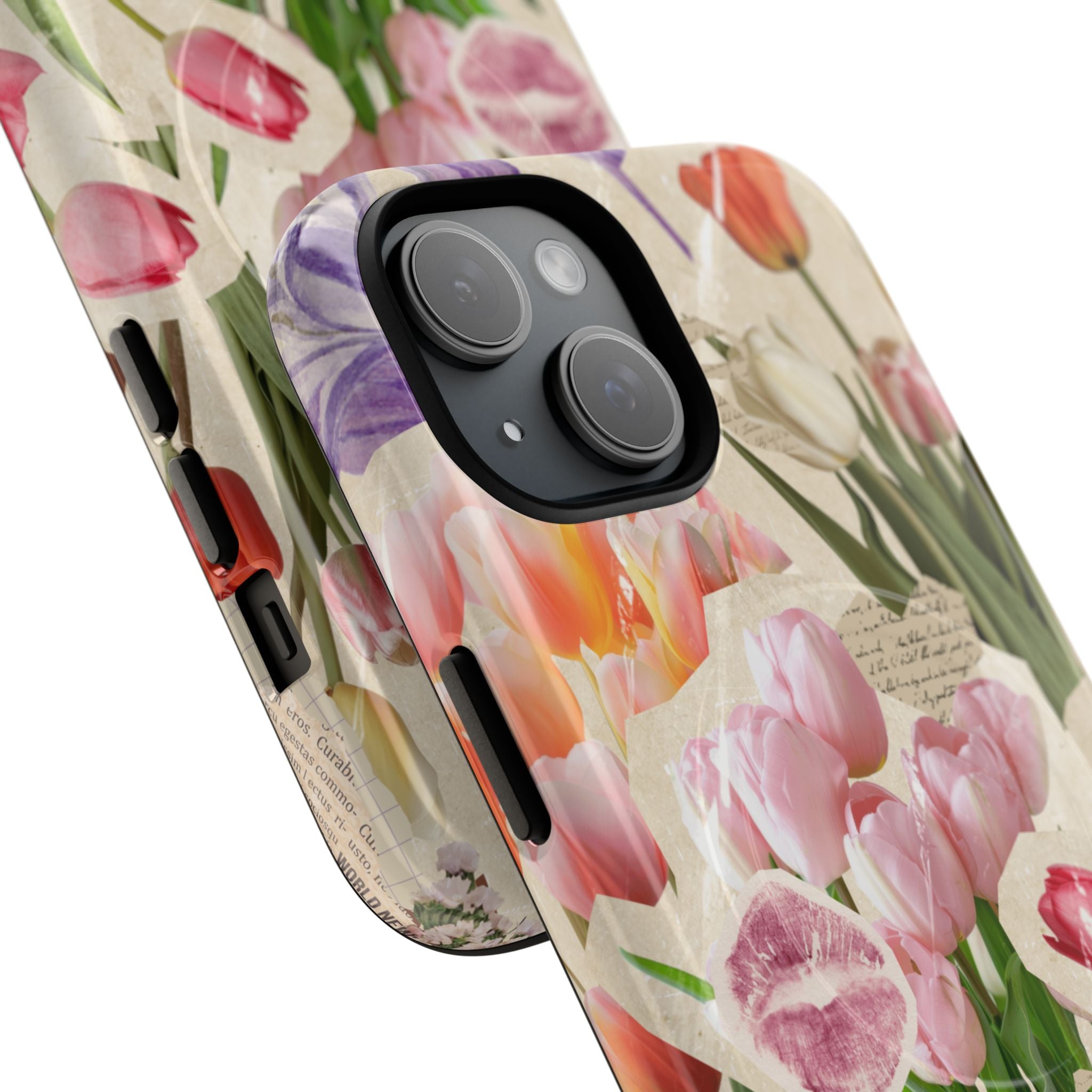 Vintage Tulip Collage Tough Phone Case | Floral iPhone Magnetic Case