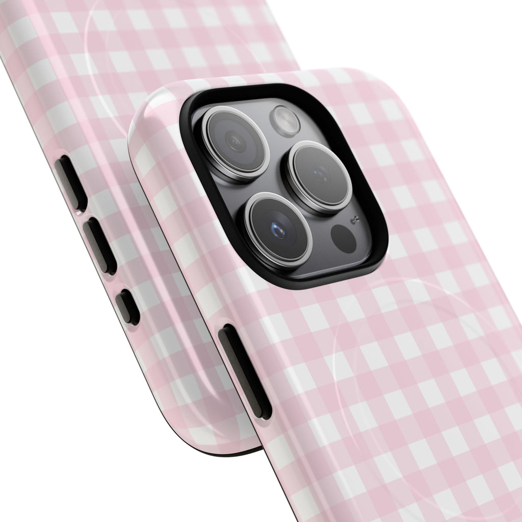 Pink Gingham Plaid Phone Case | Tough Magnetic Case